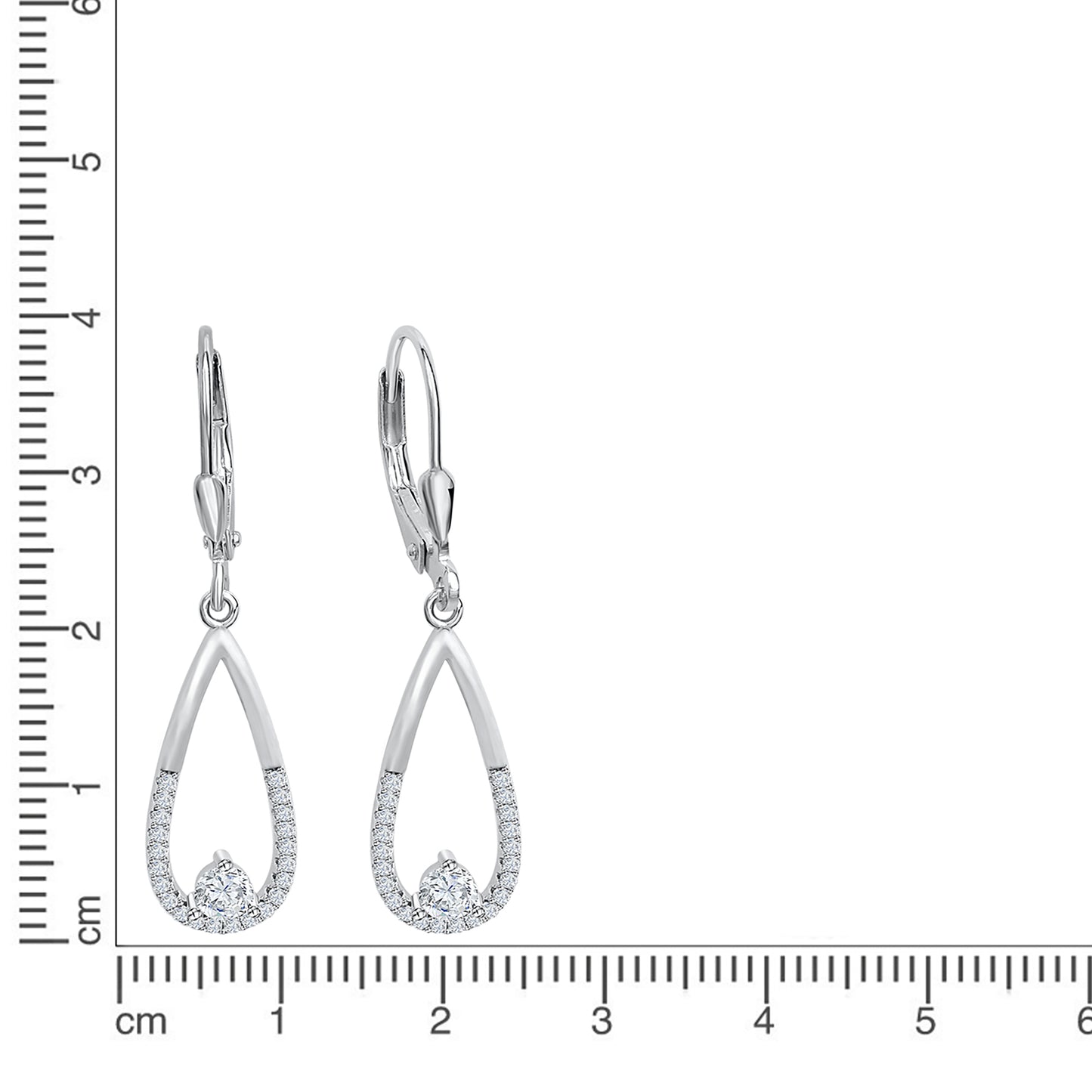 Ohrhänger 925 Silber Zirkonia 925/- Sterling Silber rhodiniert 3,7cm Zirkonia