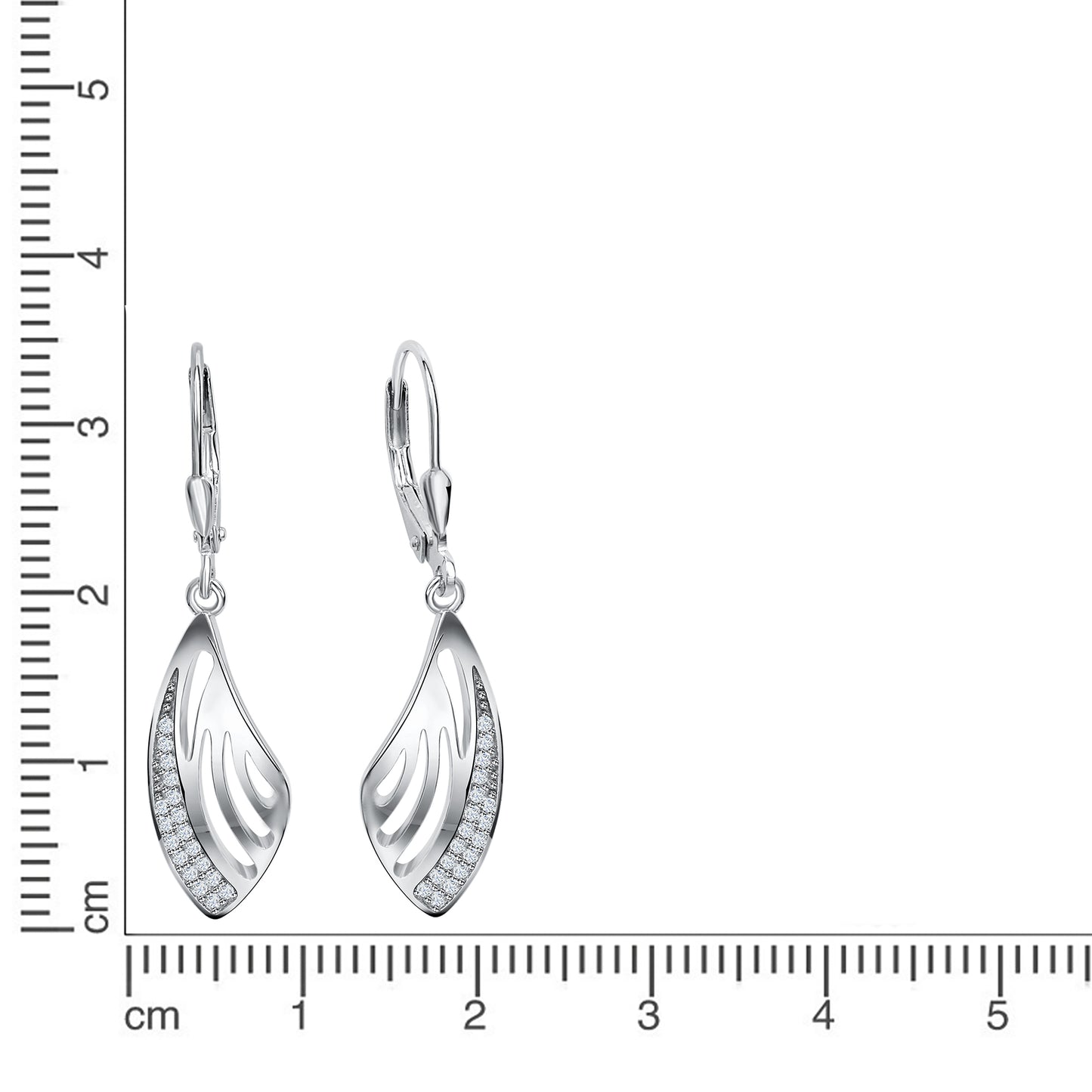 Ohrhänger 925 Silber Zirkonia weiß 925/- Sterling Silber rhodiniert 3,7cm Zirkonia
