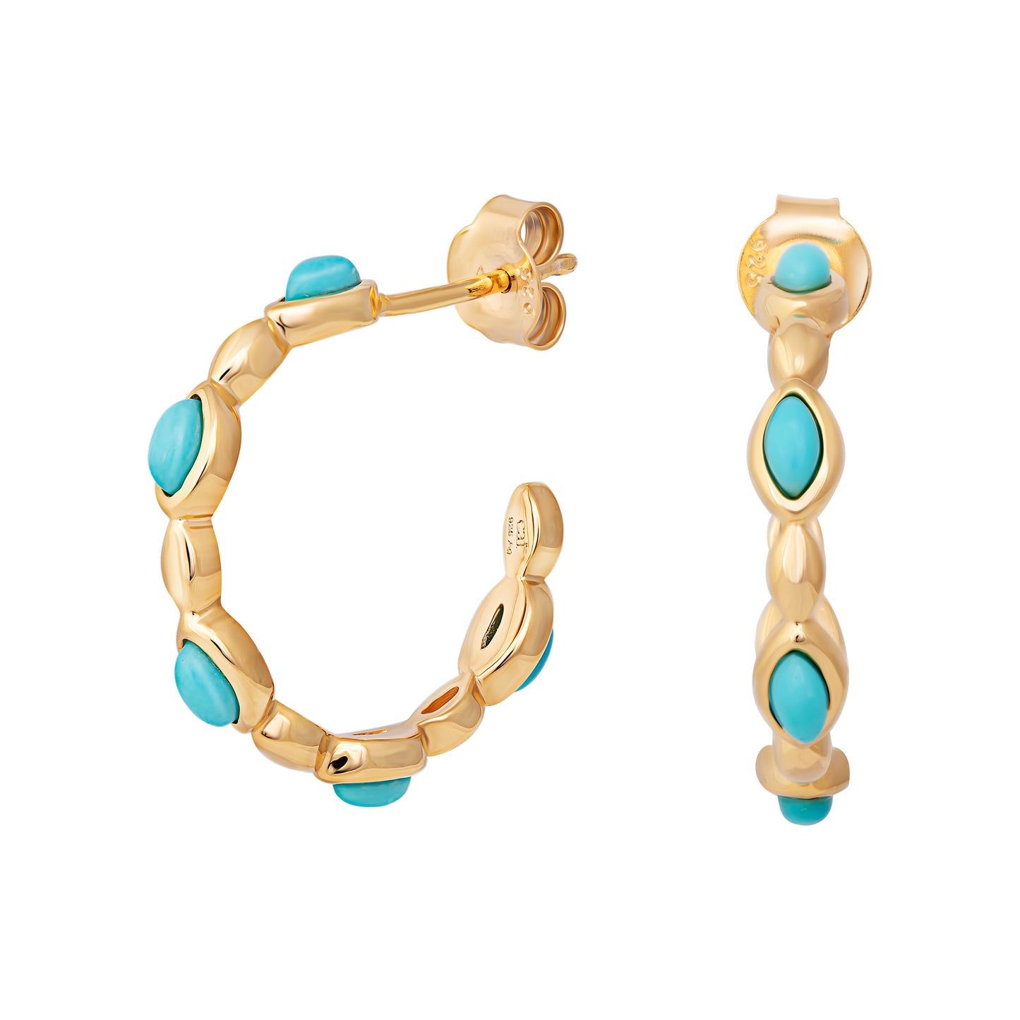 cai Creolen 925/- Sterling Silber vergoldet 2,0cm Türkis