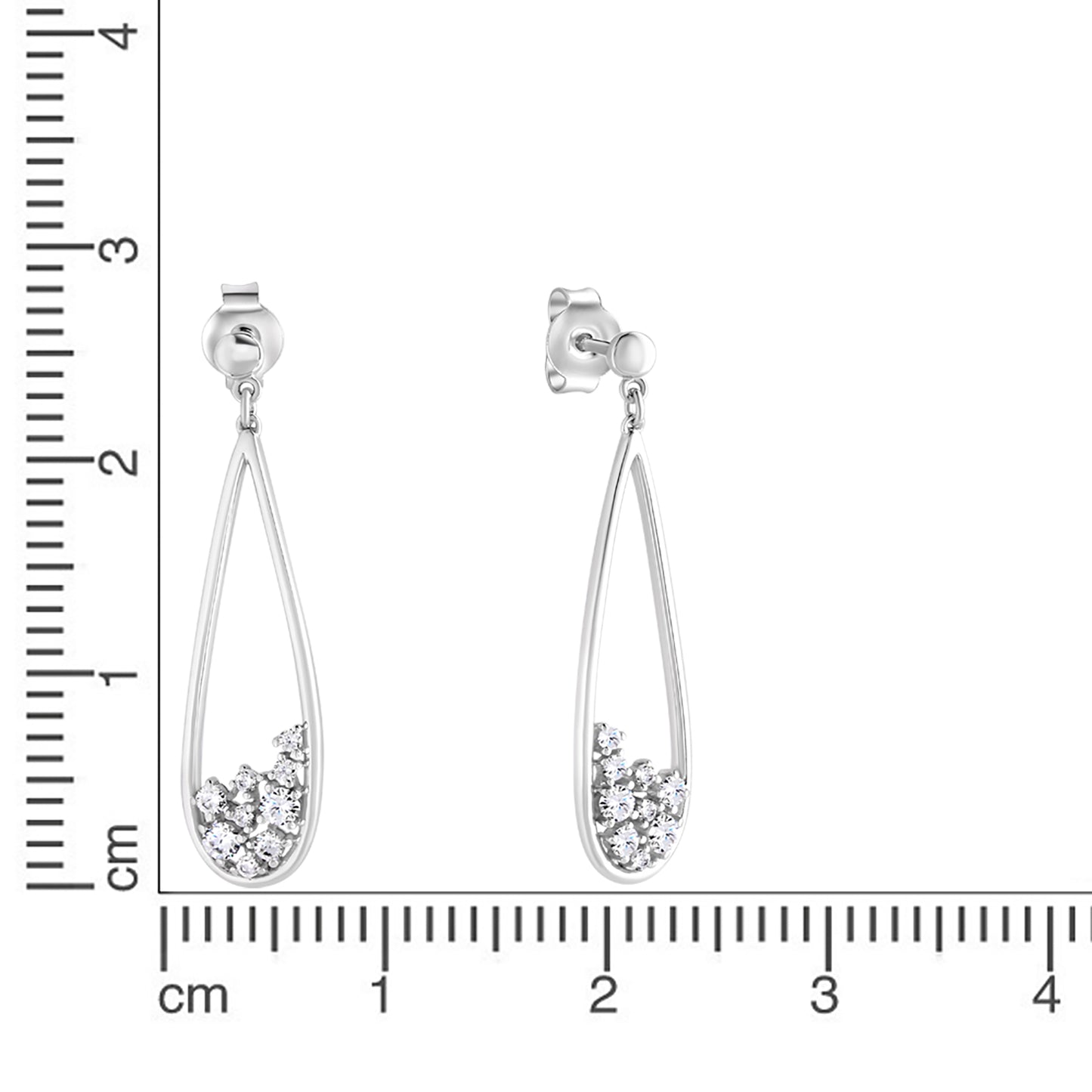 Ohrstecker 925/- Sterling Silber rhodiniert 3,5cm Zirkonia