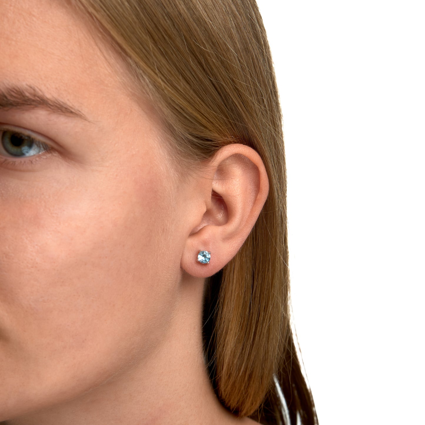 Ohrringe 925/- Sterling Silber rhodiniert 0,5cm Blautopas beh.