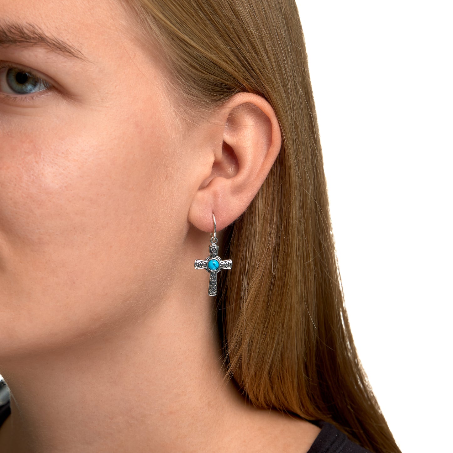 Ohrhänger 925/- Sterling Silber oxidiert 3,5cm Türkis