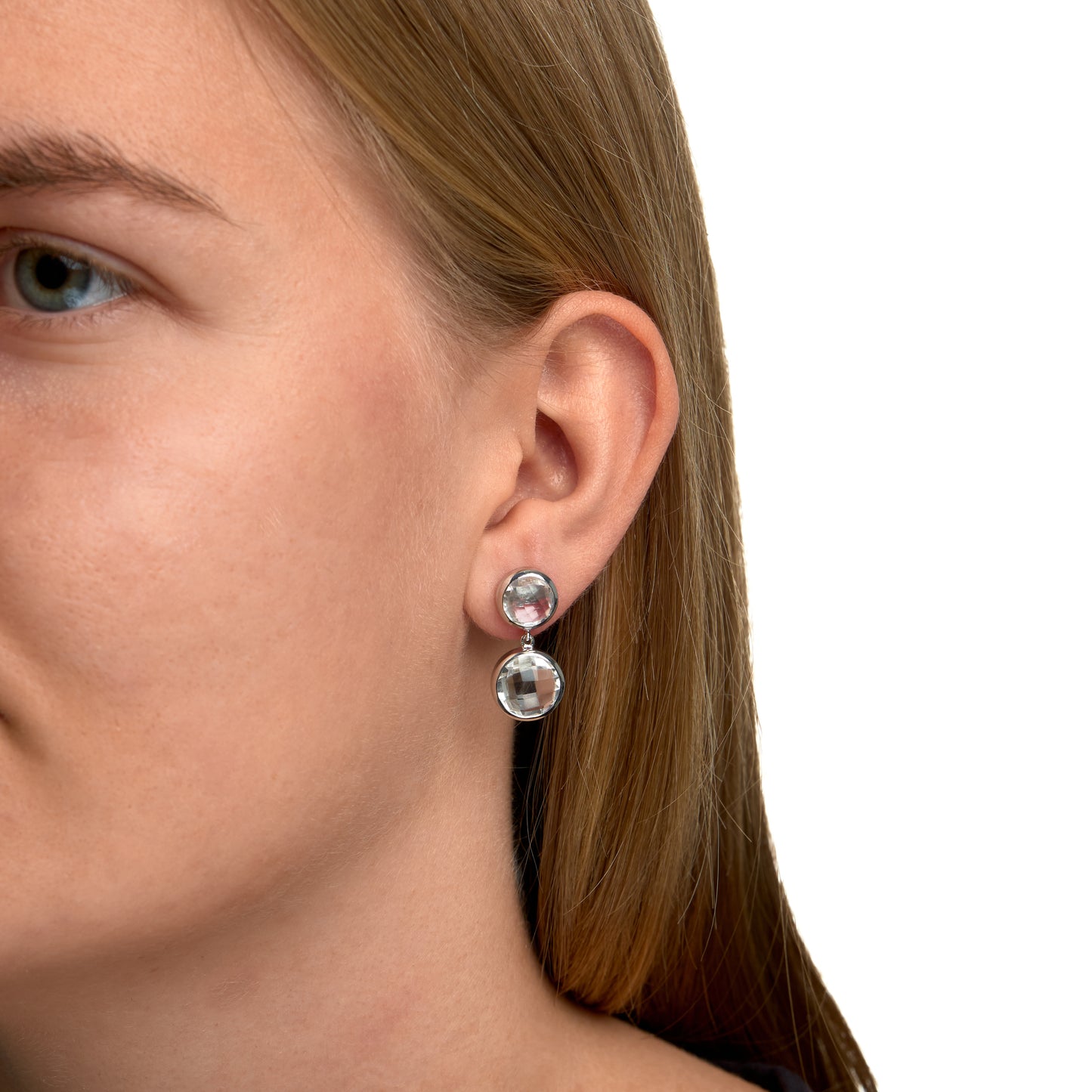 Ohrstecker 925/- Sterling Silber rhodiniert 2,5cm Bergkristall