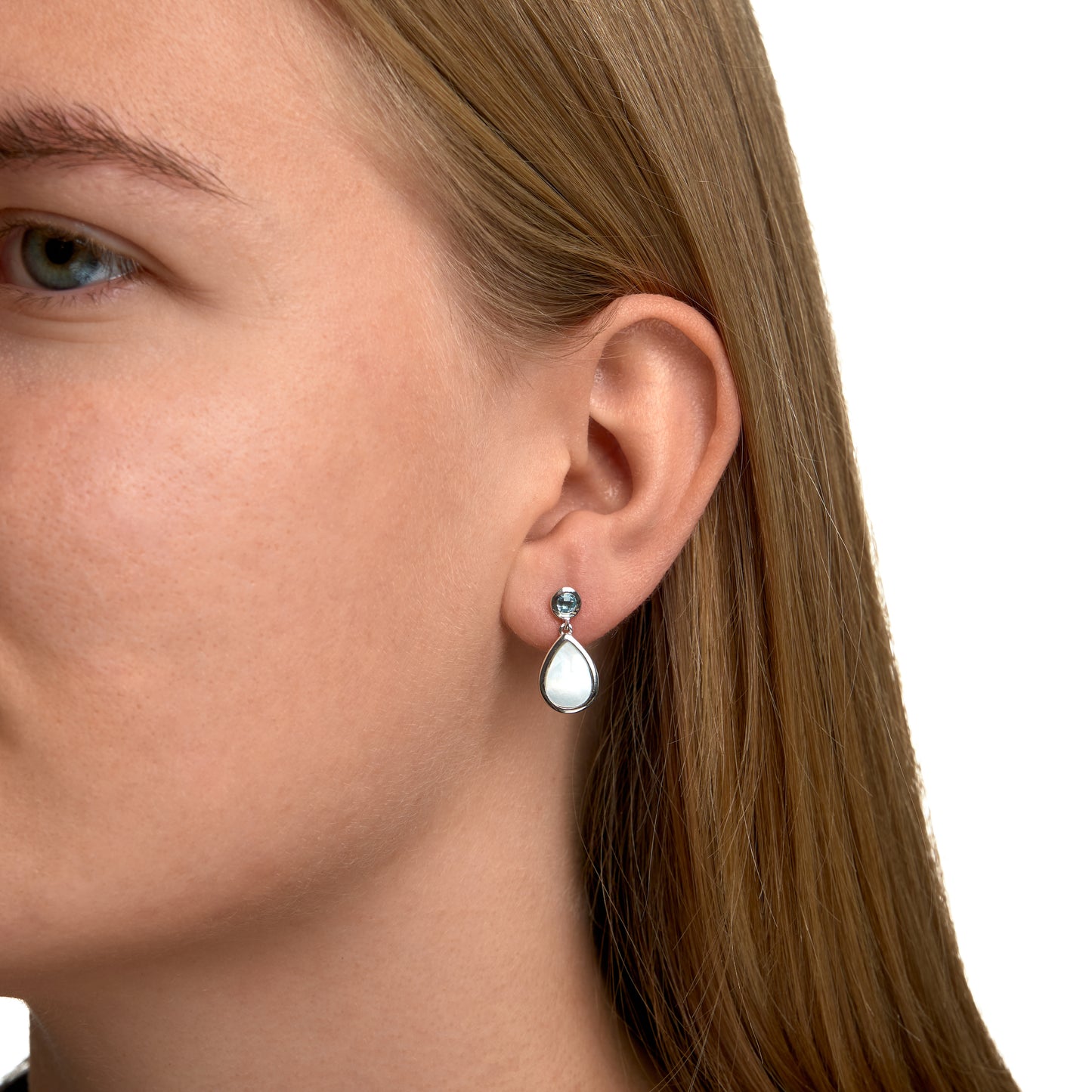 Ohrhänger 925/- Sterling Silber rhodiniert 1,8cm Blautopas beh. 0,38ct.