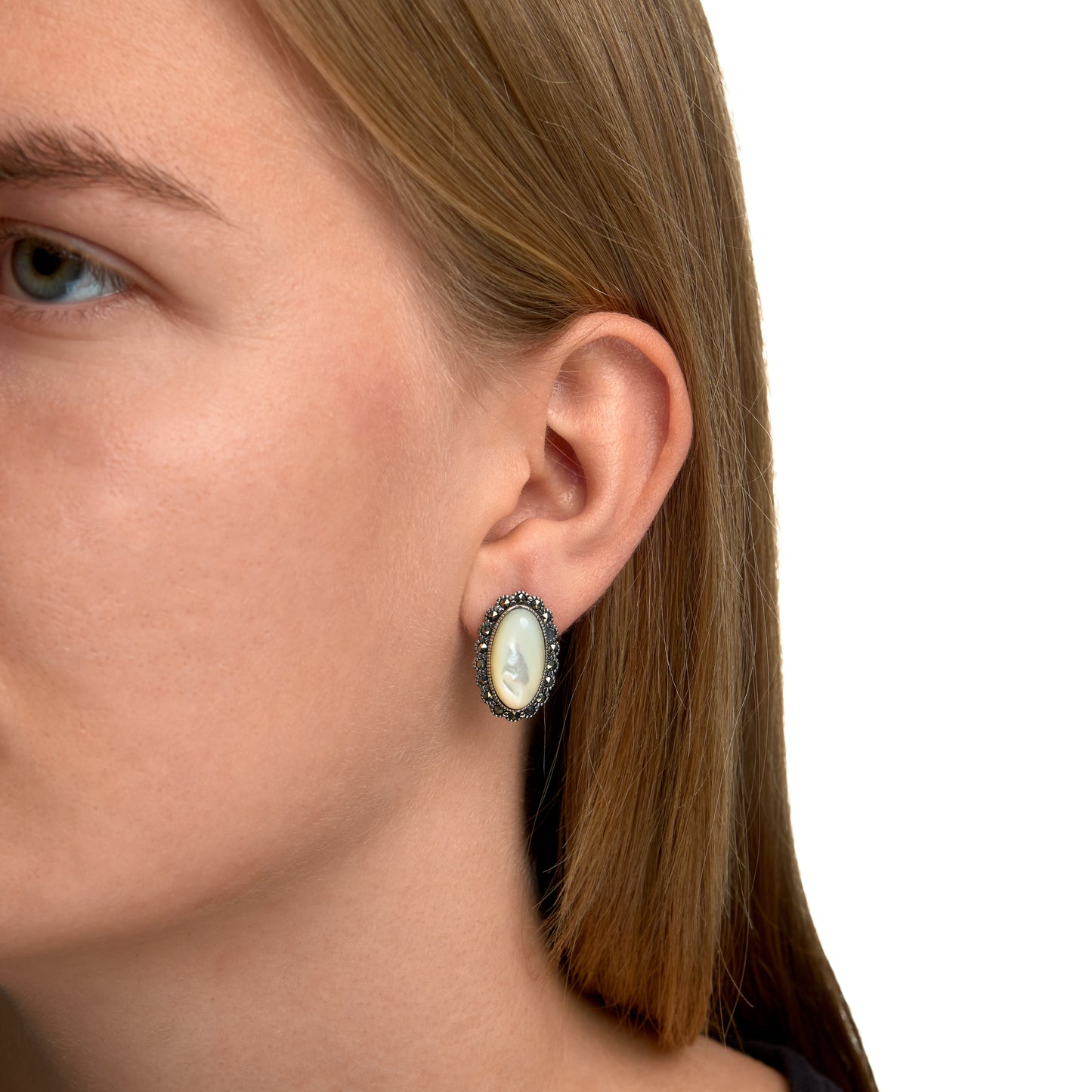 Ohrringe 925/- Sterling Silber oxydiert 2,0cm Markasit