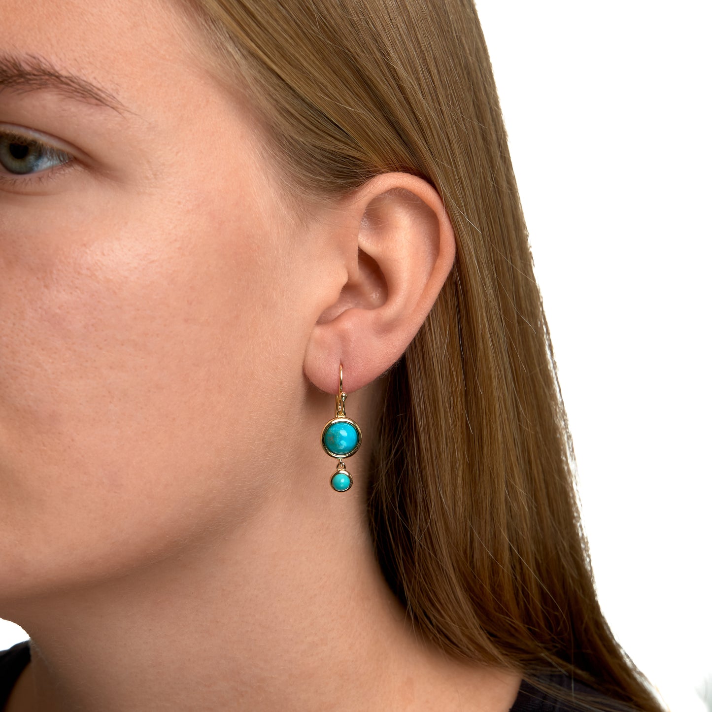 Ohrringe 925/- Sterling Silber vergoldet 3,0cm Türkis