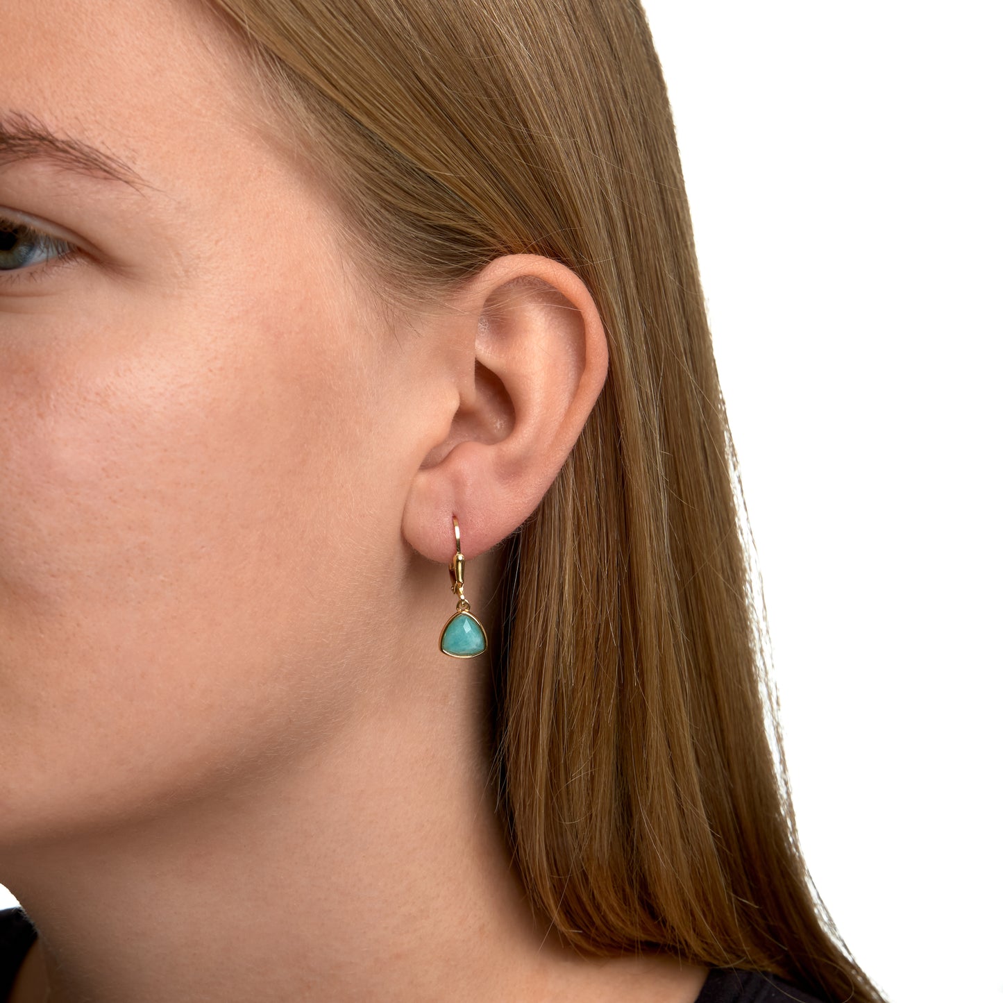 Ohrringe 925/- Sterling Silber vergoldet 2,6cm Amazonit