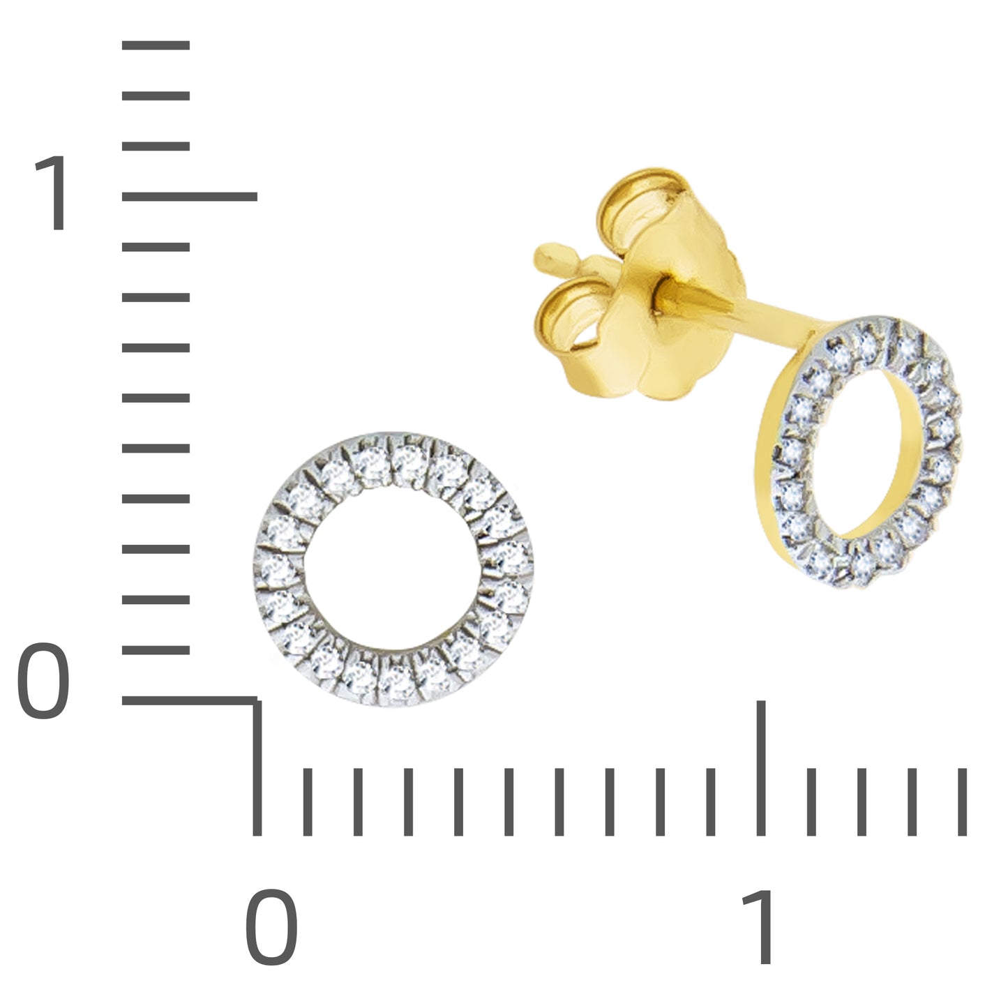 Ohrstecker 375/- Gold rhodiniert (teil) 1,0cm Diamant 0,060ct