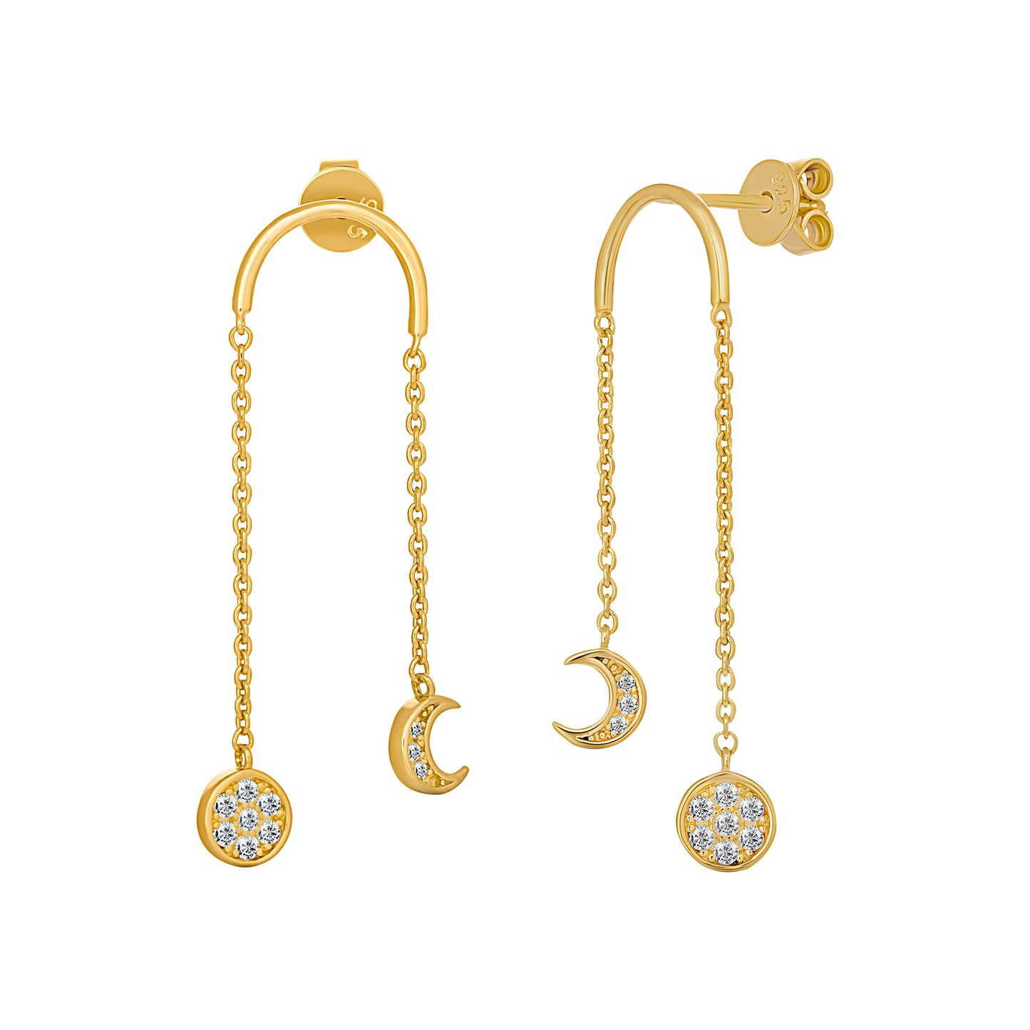 cai Ohrringe 925/- Sterling Silber vergoldet 3,5cm Zirkonia