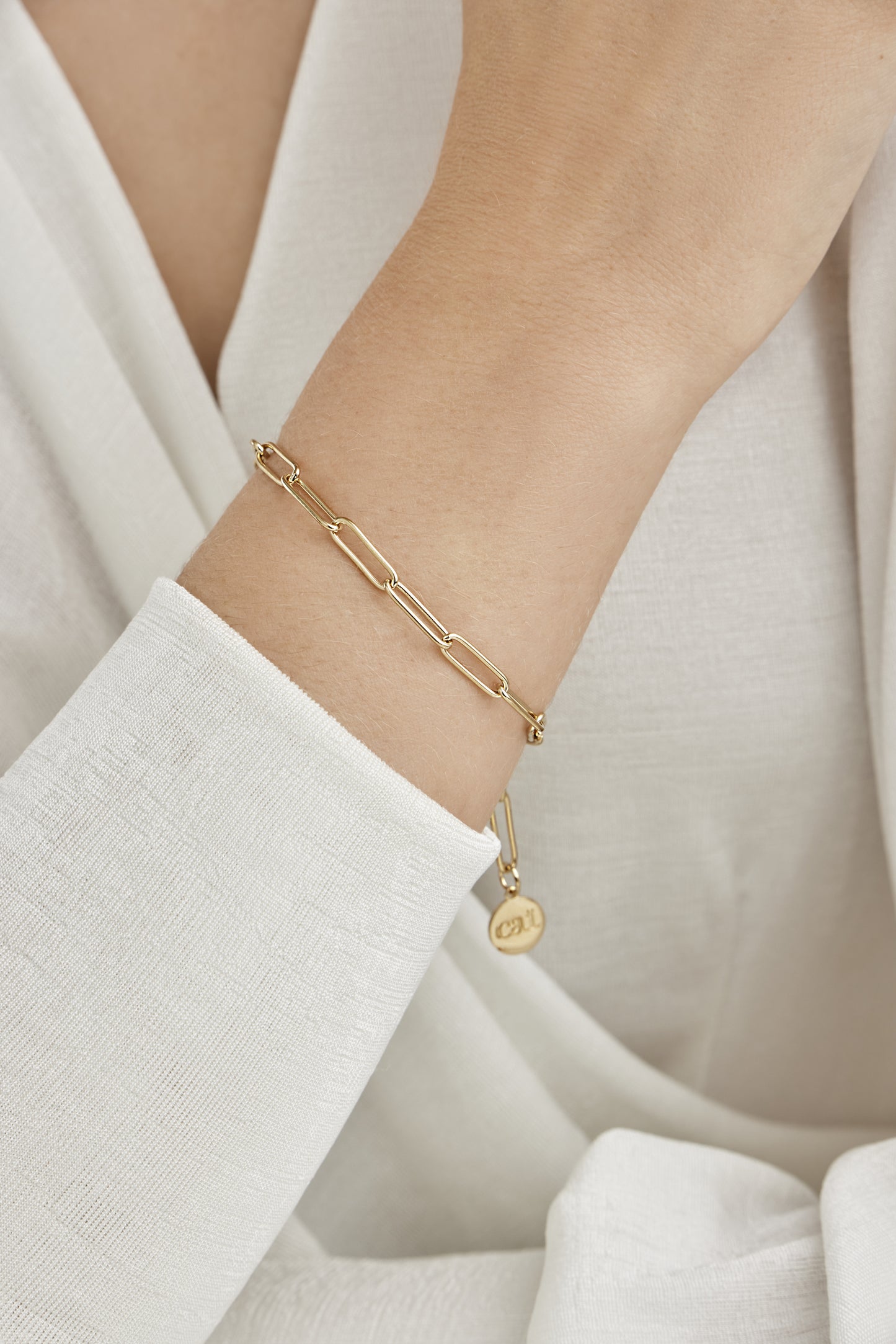 cai Armband Flachpanzerkette 925/- Sterling Silber vergoldet 20cm