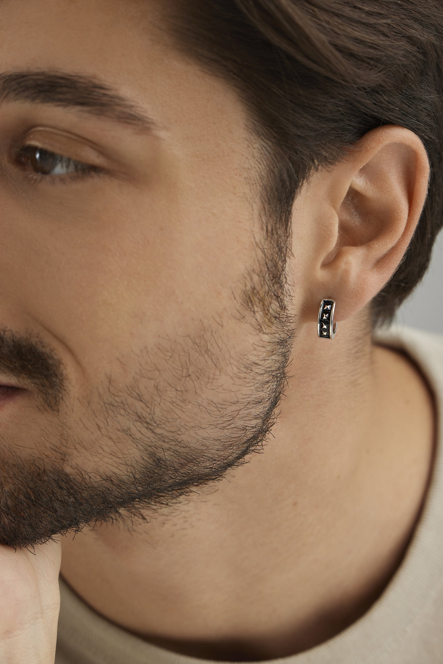 cai Single-Ohrring 925/- Sterling Silber oxidiert 1,4cm ohne Stein