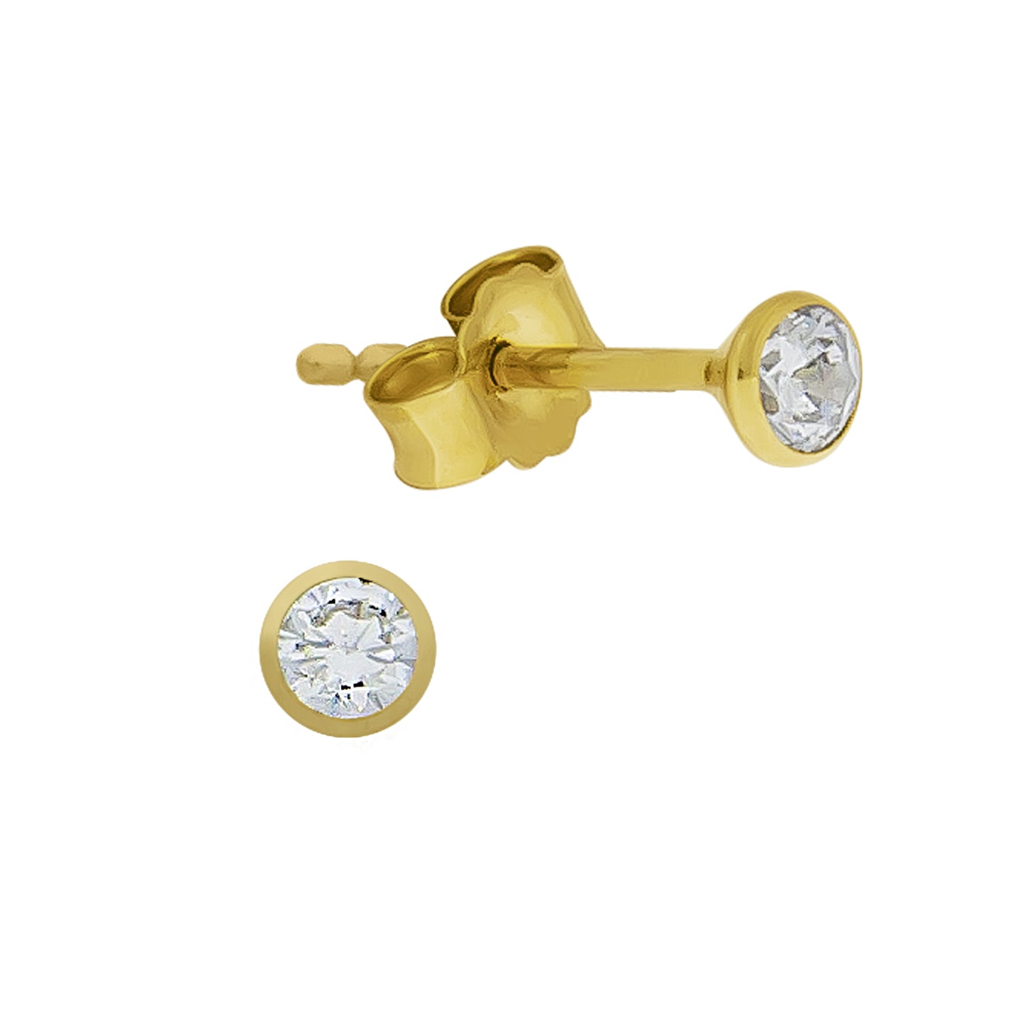 Ohrstecker 585/- Gold 0,3cm Zirkonia