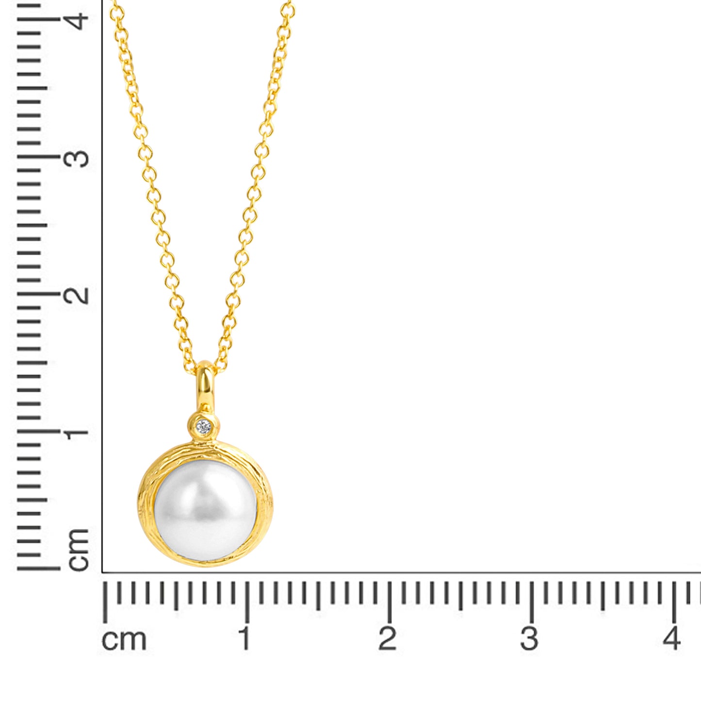 Anhänger mit Kette Ankerkette 375/- Gold 42cm Muschelkernperle