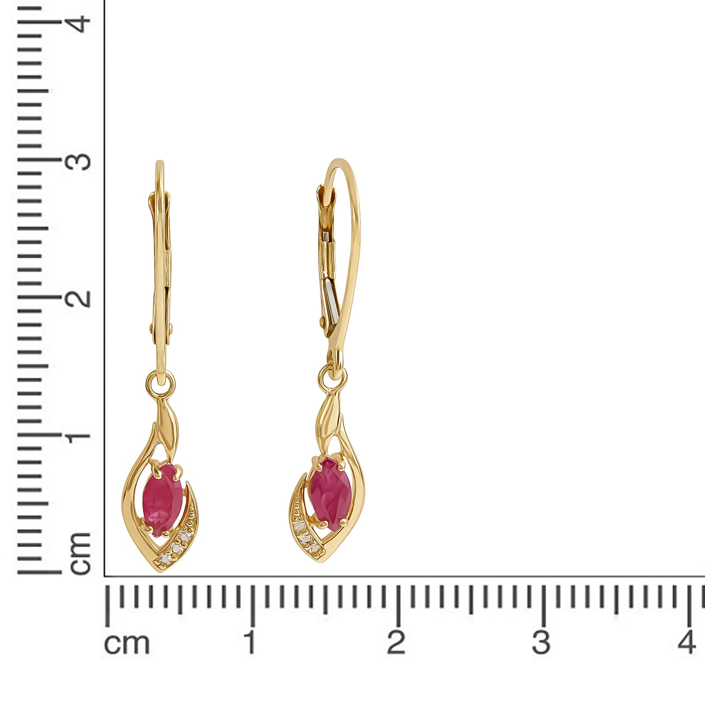 Ohrhänger 375/- Gold 3,1cm Rubin