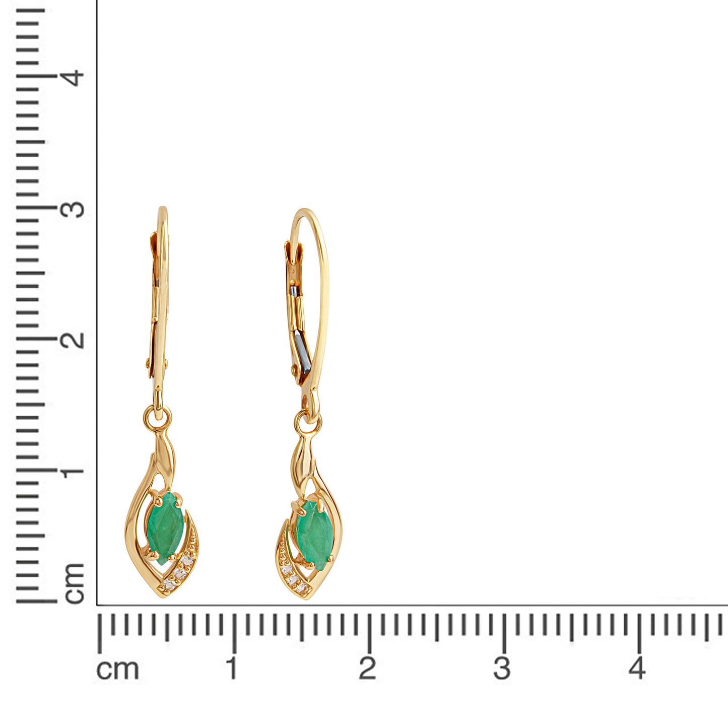 Ohrhänger 375/- Gold 3,1cm Smaragd