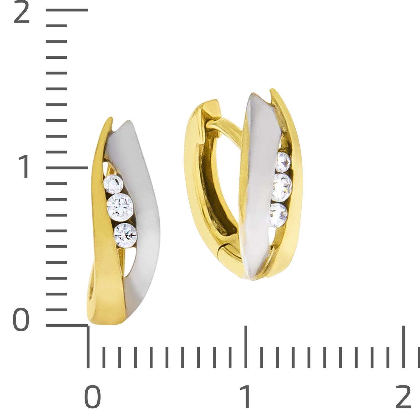 Klappcreolen 375/- Gold rhodiniert (teil) 1,3cm Zirkonia