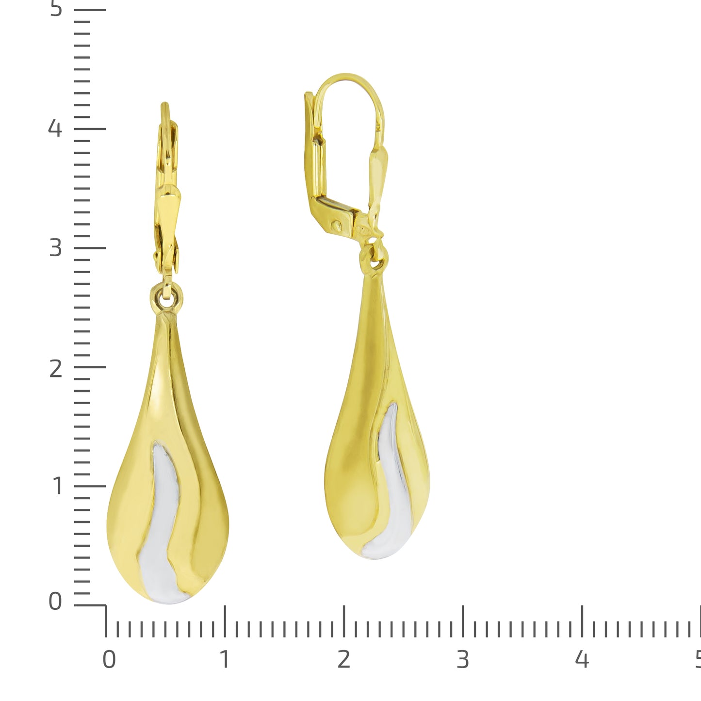 Ohrhänger 375/- Gold rhodiniert (teil) 4,2cm