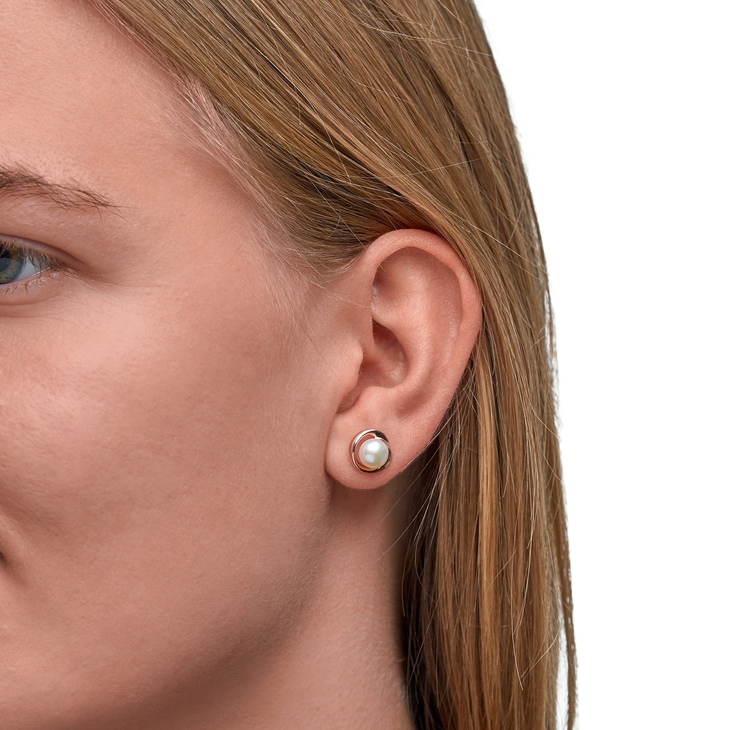 Ohrringe 925/- Sterling Silber rotvergoldet 1,0cm Süßwasserzuchtperle