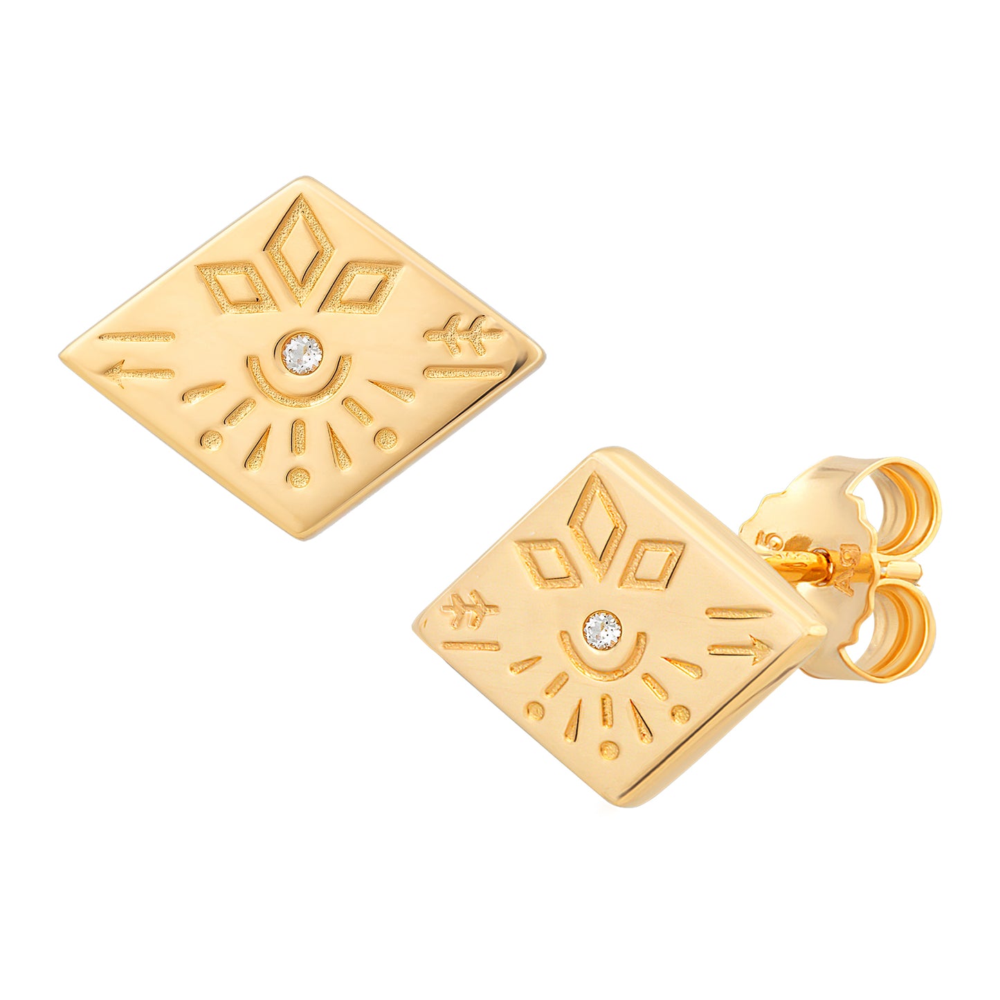 cai Ohrstecker 925/- Sterling Silber vergoldet 1,0cm Weißtopas