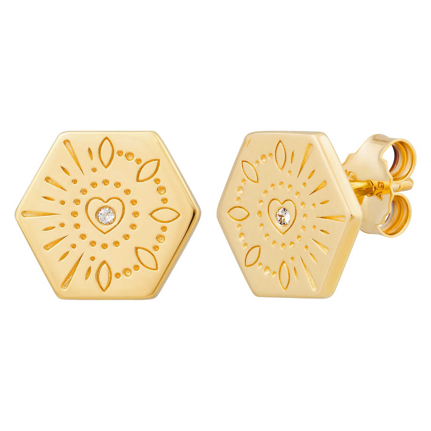 cai Ohrstecker 925/- Sterling Silber vergoldet 1,2cm Weißtopas