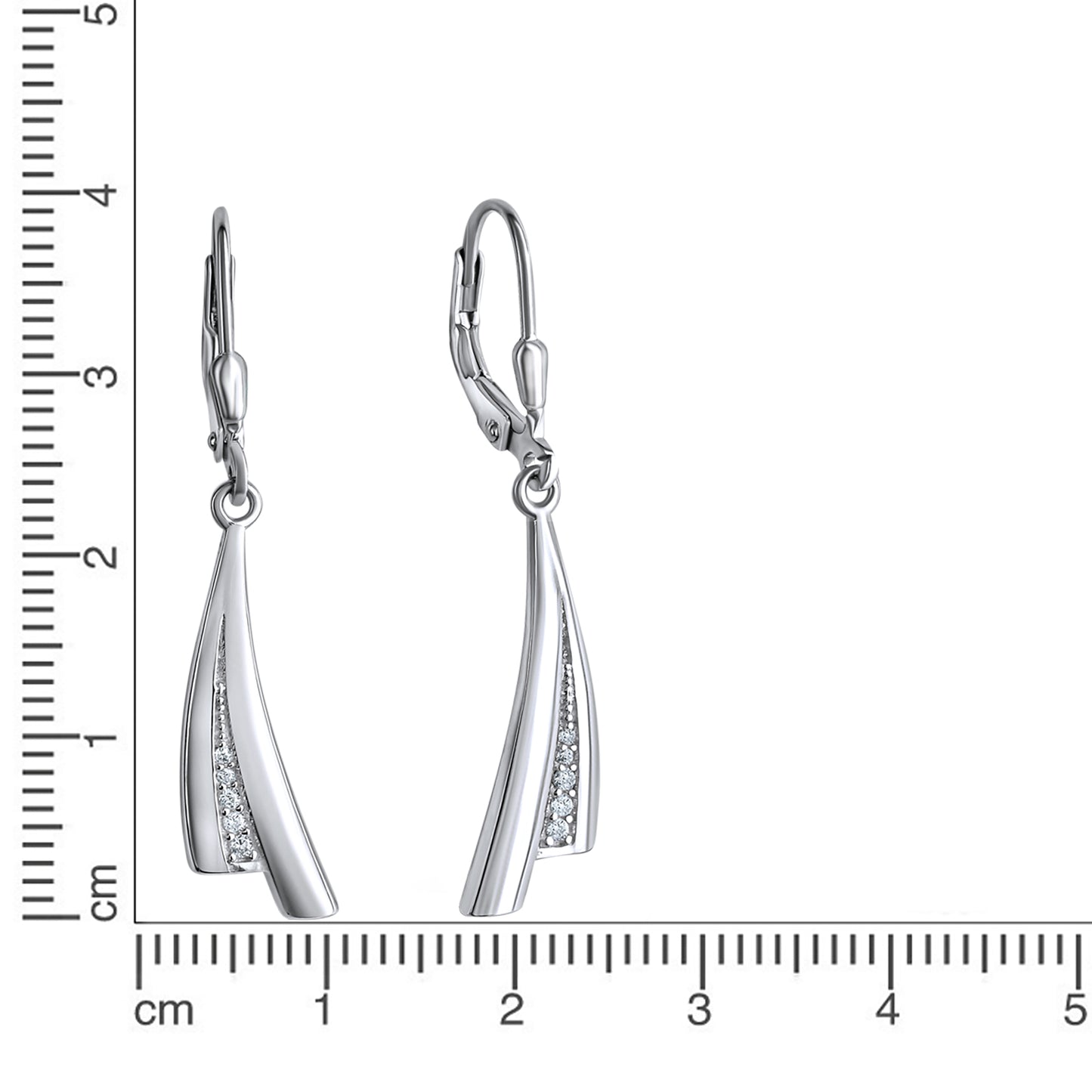 Ohrhänger 925/- Sterling Silber rhodiniert 3,8cm Zirkonia