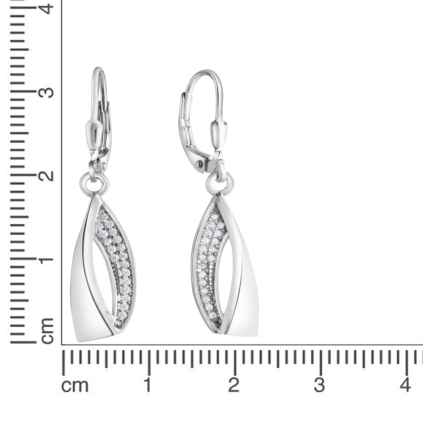 Ohrhänger 925/- Sterling Silber rhodiniert 3,5cm Zirkonia