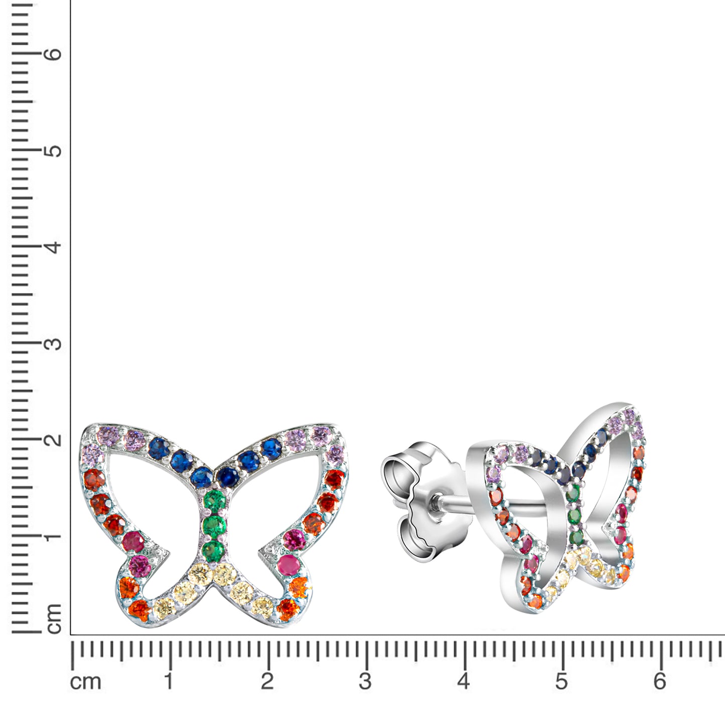 Ohrstecker 925/- Sterling Silber rhodiniert 0,8cm Kristall