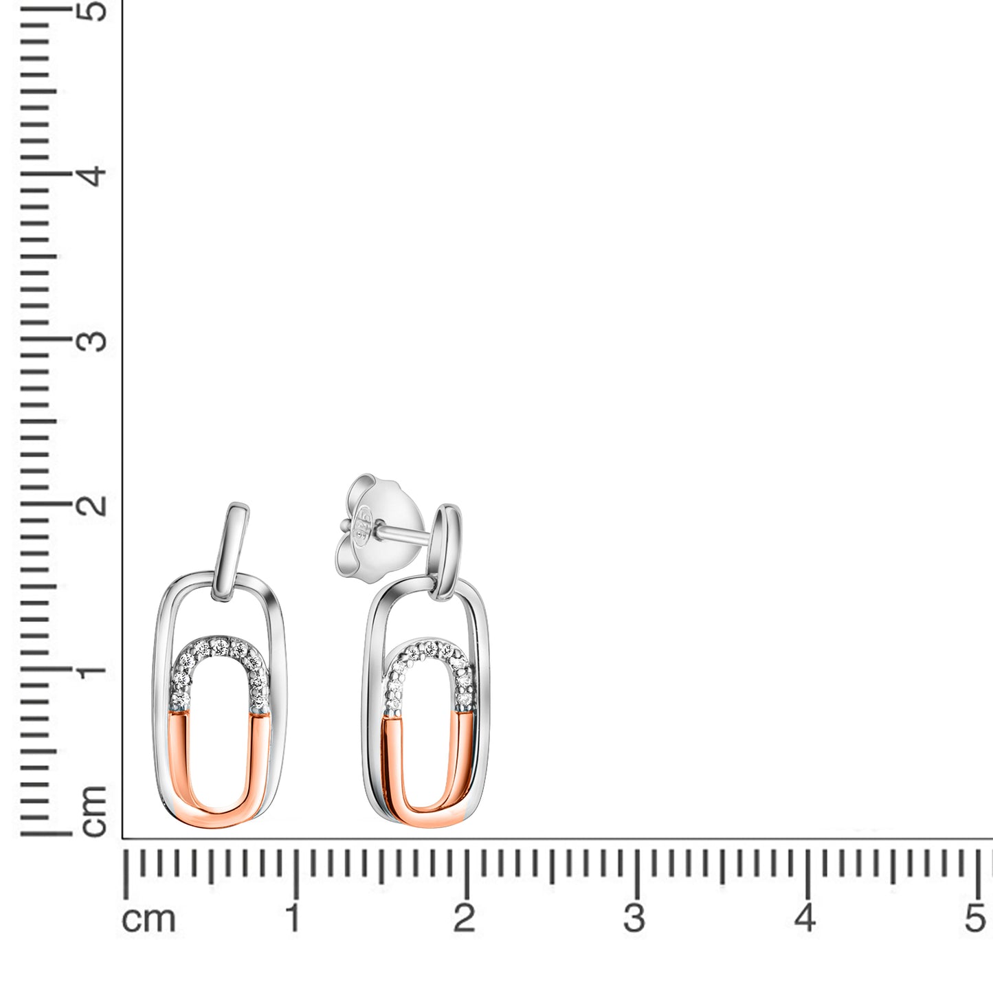 Ohrhänger 925/- Sterling Silber rhodiniert (teil) 2,0cm Zirkonia