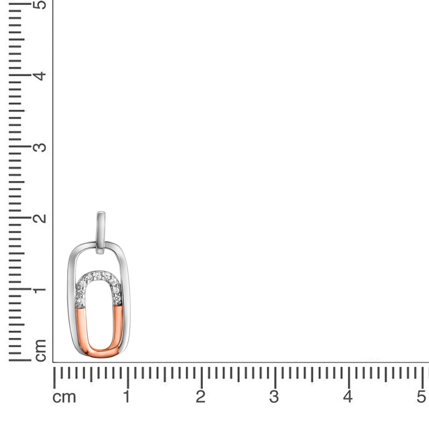 Anhänger 925/- Sterling Silber rotvergoldet 2,5cm Zirkonia