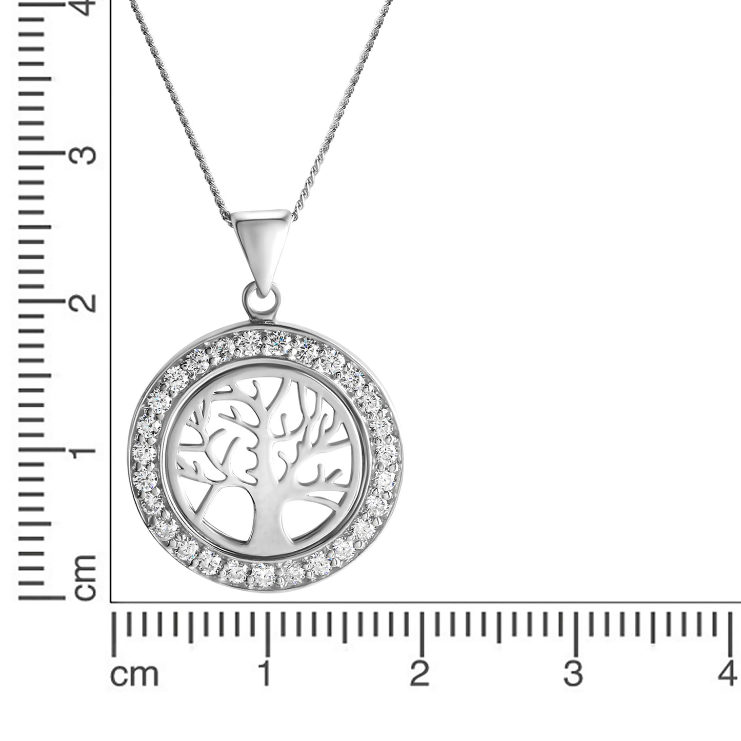 Anhänger mit Kette Panzerkette 925/- Sterling Silber rhodiniert 45,0cm Zirkonia