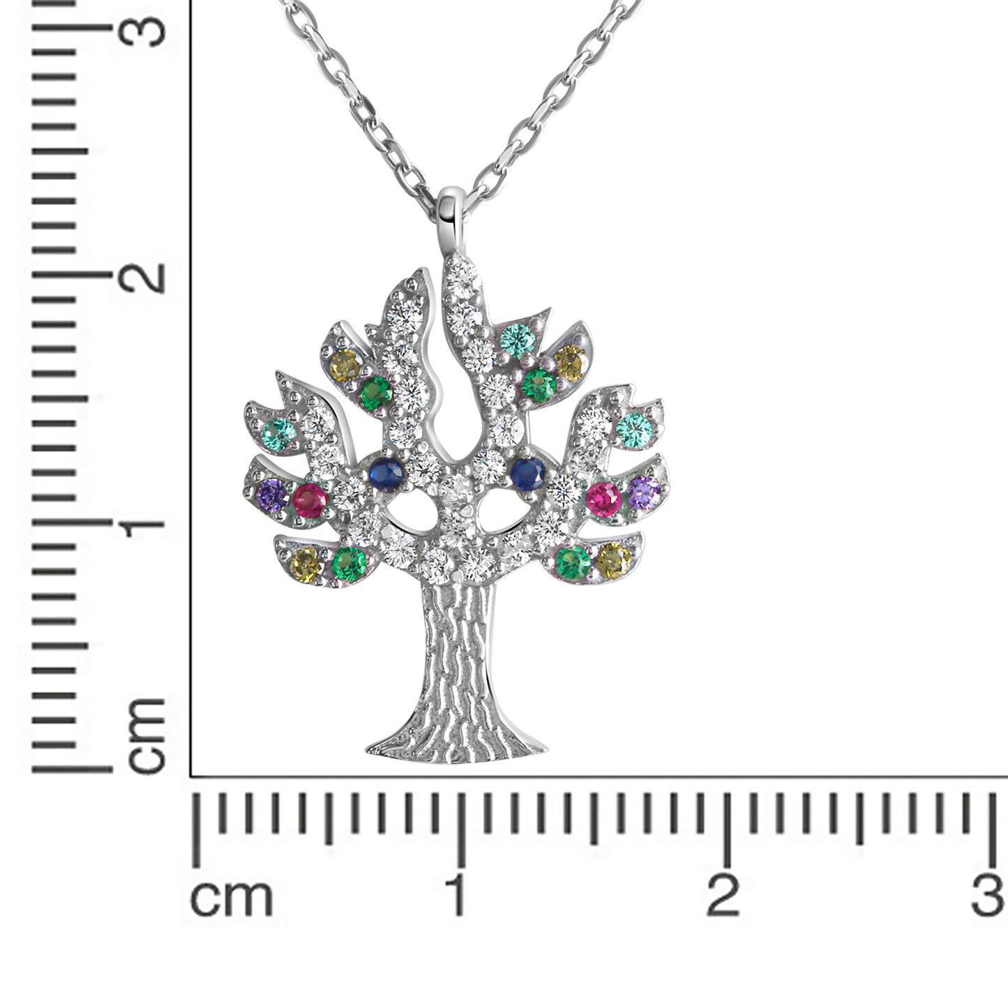 Anhänger mit Kette Ankerkette 925/- Sterling Silber rhodiniert 45,0cm Zirkonia