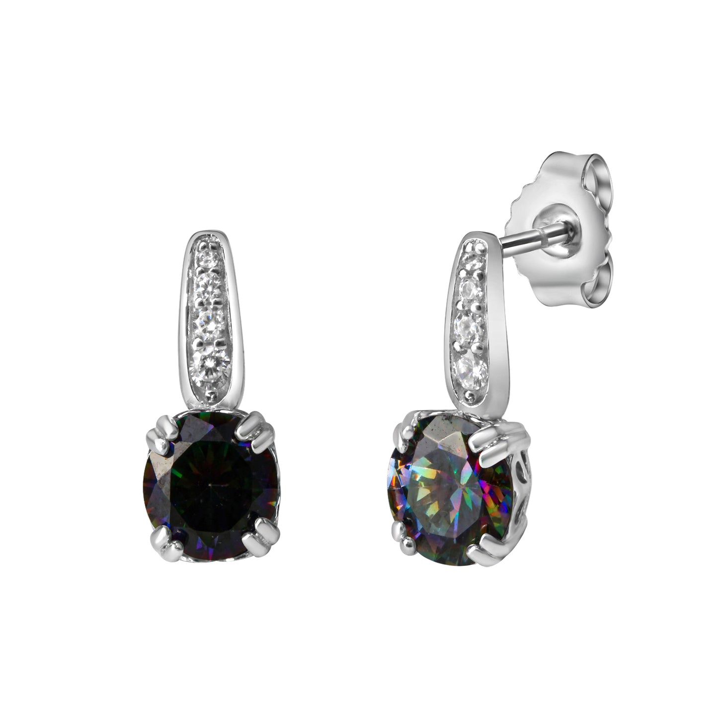 Ohrstecker 925/- Sterling Silber rhodiniert 1,4cm Zirkonia