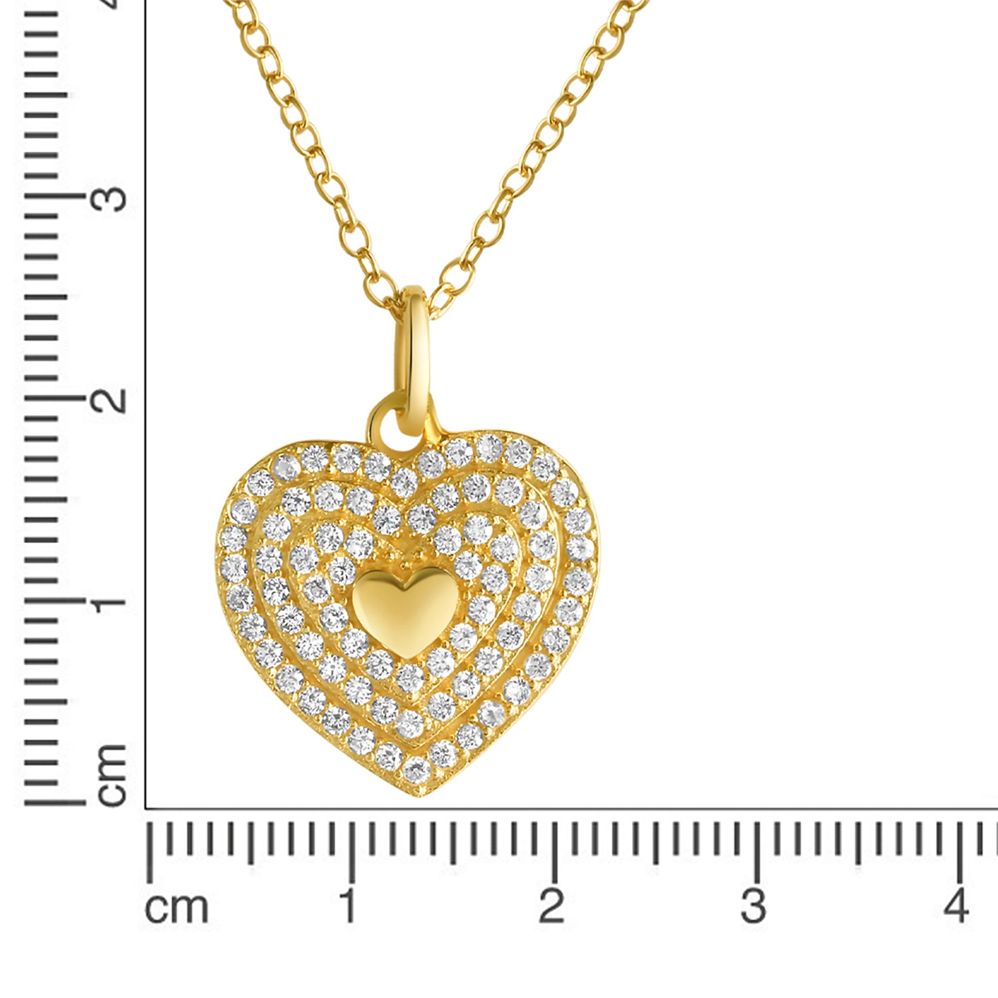 Anhänger mit Kette Ankerkette 925/- Sterling Silber vergoldet 45,0cm Zirkonia