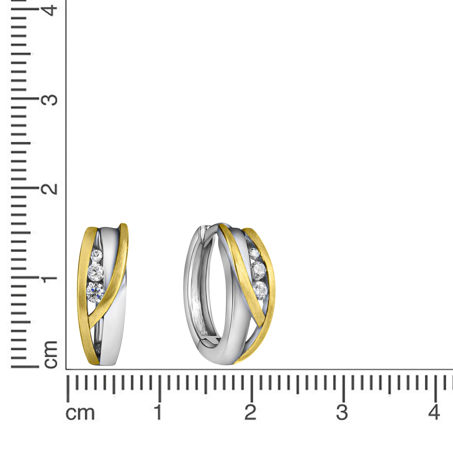 Klappcreolen 925/- Sterling Silber rhodiniert (teil) 1,4cm Zirkonia