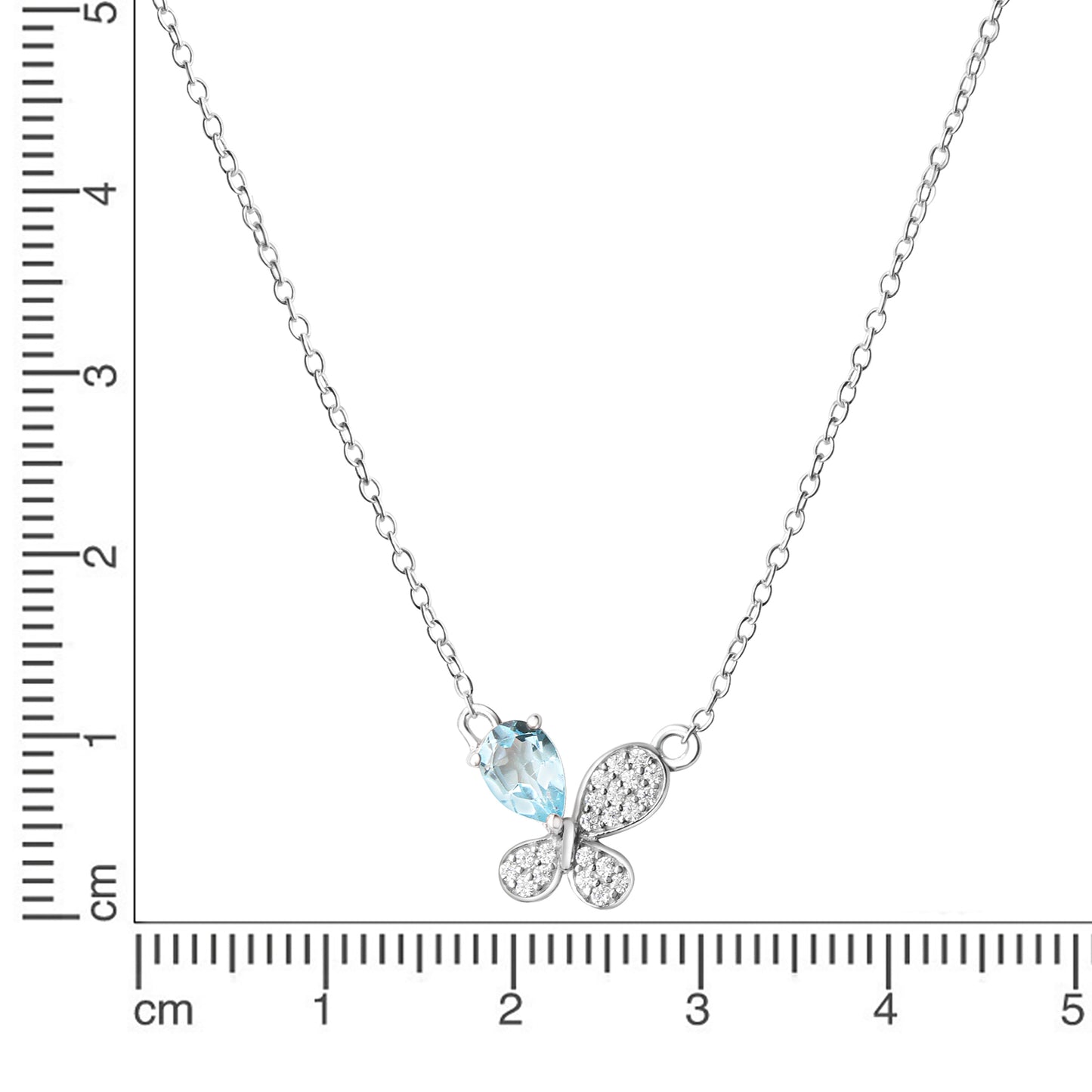 Collier Ankerkette 925/- Sterling Silber rhodiniert 45,0cm Blautopas
