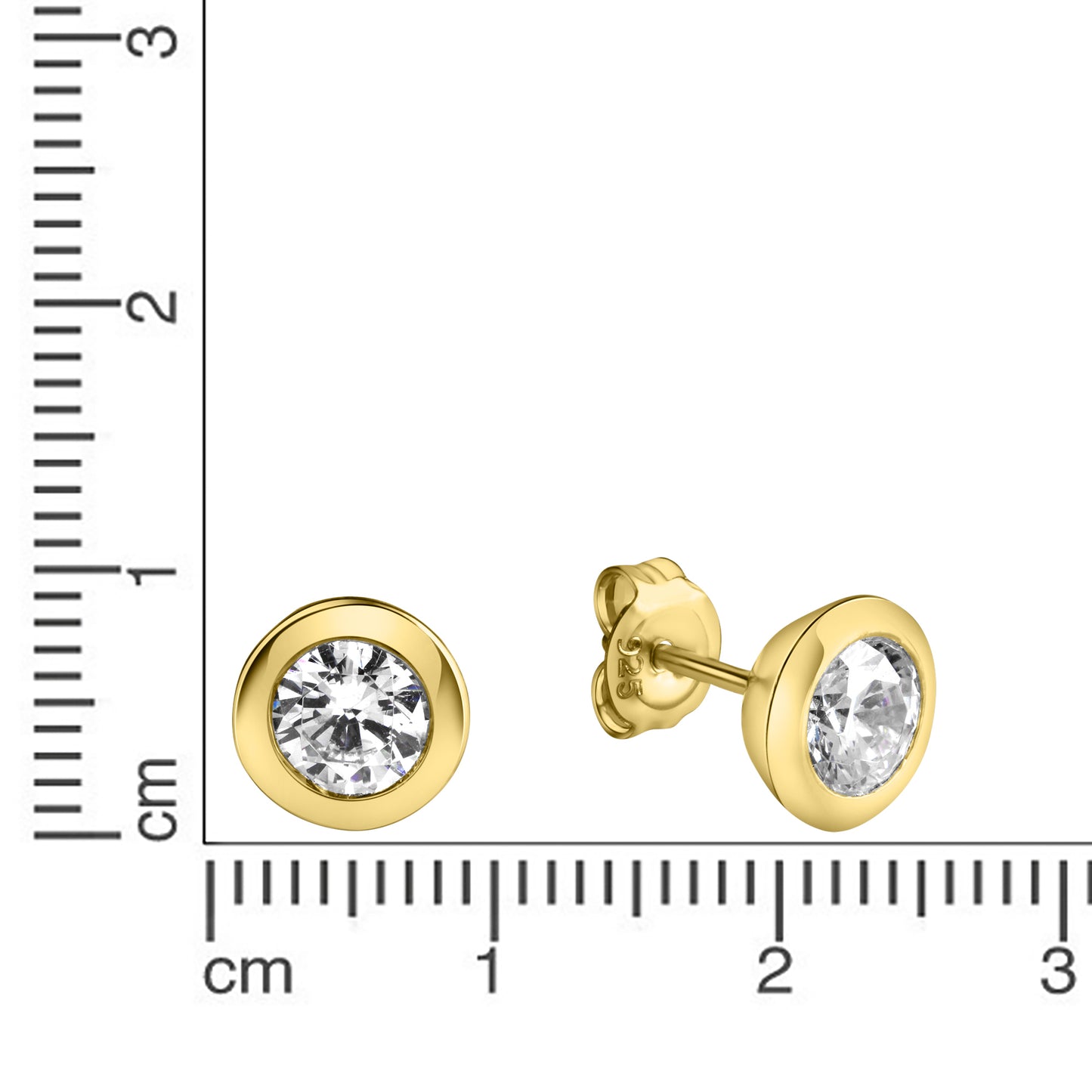 Ohrringe 925/- Sterling Silber vergoldet 0,9cm Zirkonia