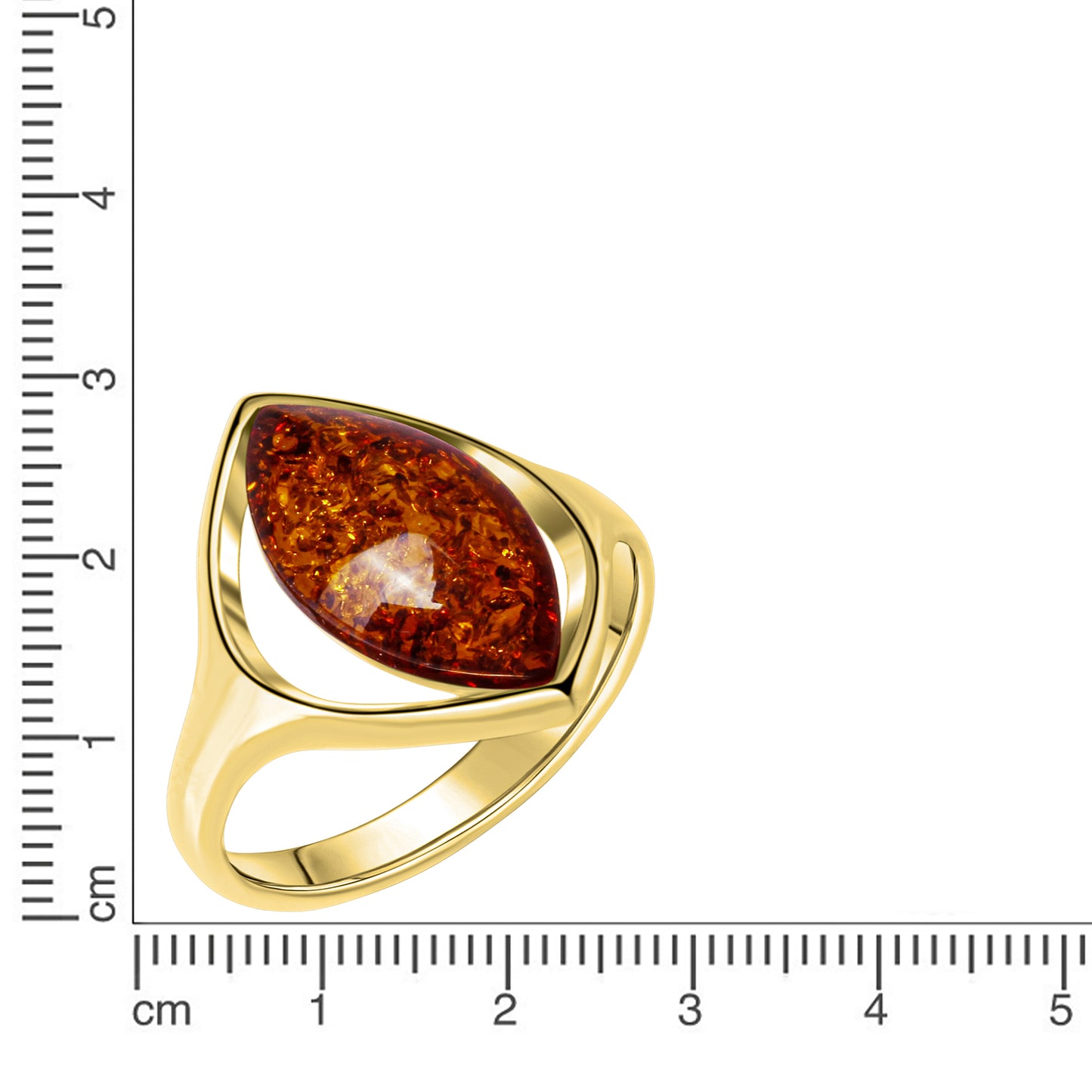 Ring 925/- Sterling Silber vergoldet Bernstein