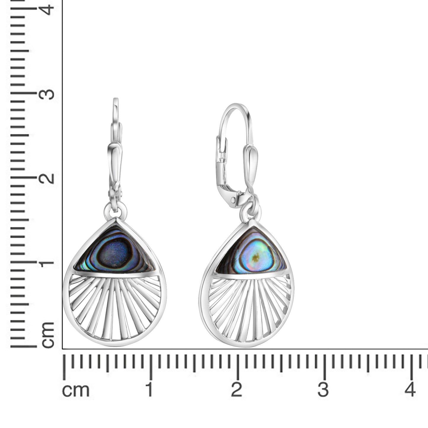 Ohrhänger 925/- Sterling Silber rhodiniert 3,5cm Abalone