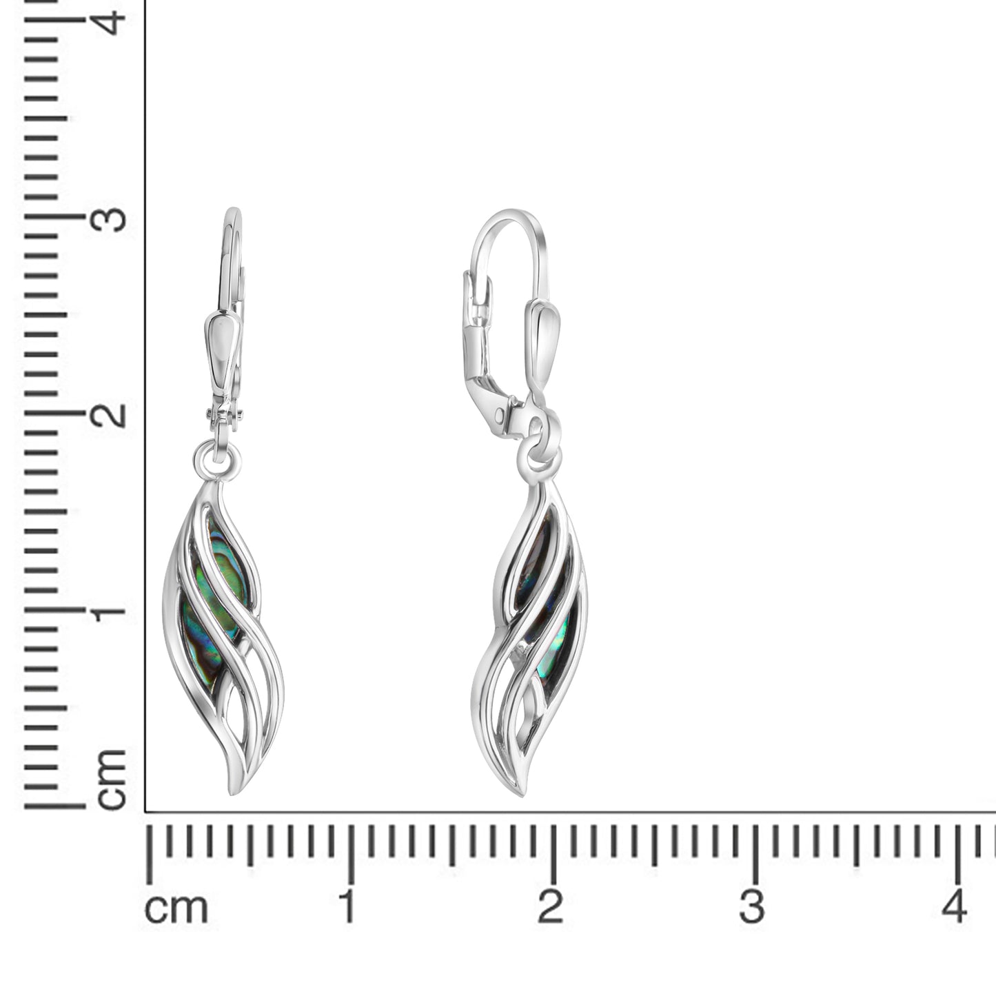 Ohrhänger 925/- Sterling Silber rhodiniert 3,7cm Abalone
