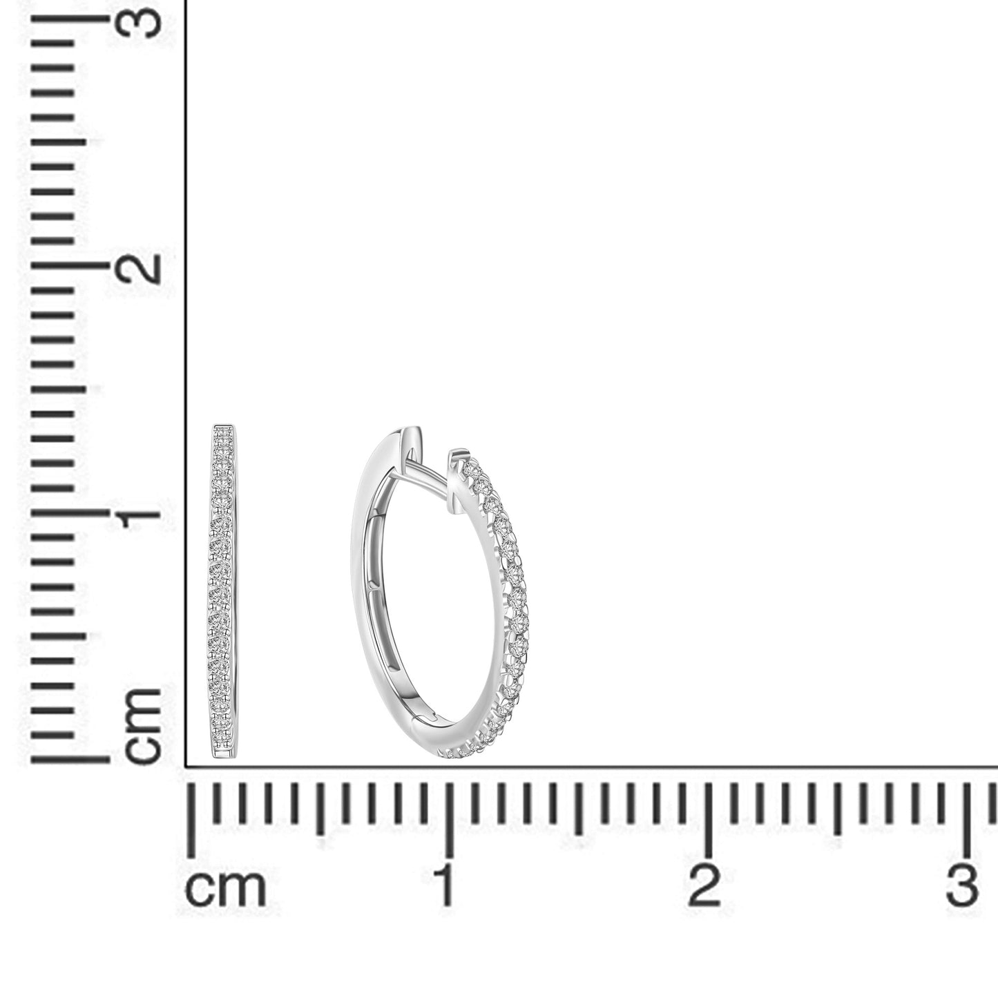 Klappcreolen 375/- Gold rhodiniert 1,7cm Zirkonia