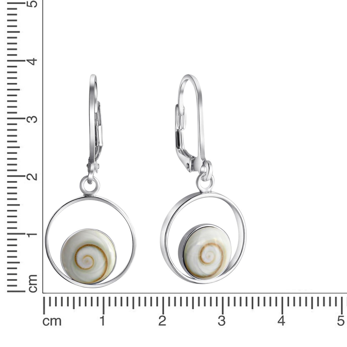 Ohrhänger 925/- Sterling Silber rhodiniert 3,1cm Muschel