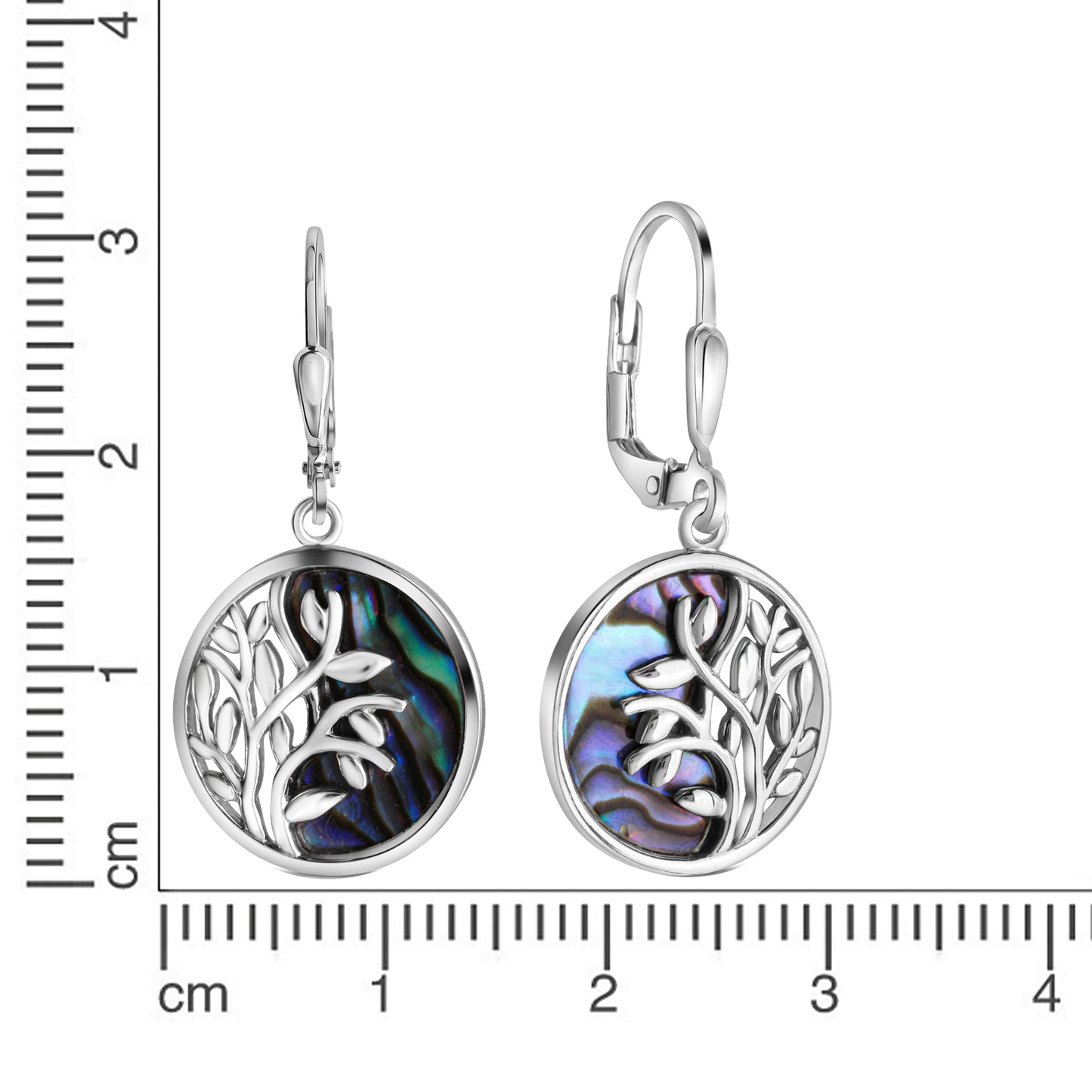Ohrhänger 925/- Sterling Silber rhodiniert 3,3cm Abalone