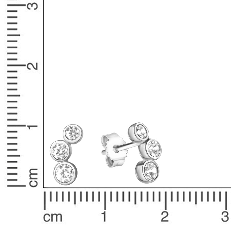 Ohrstecker 925/- Sterling Silber rhodiniert 0,9cm Zirkonia