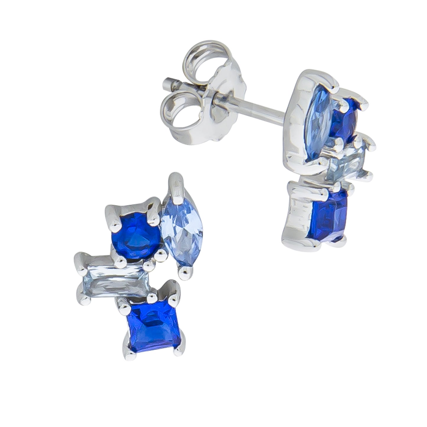 Ohrstecker 925/- Sterling Silber rhodiniert 1,2cm synth. Stein