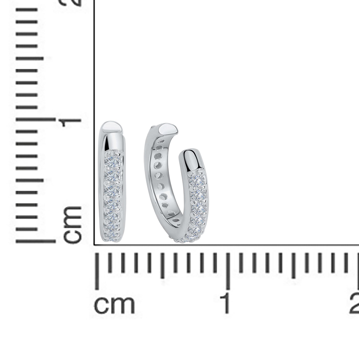 Ohrklemme 925/- Sterling Silber rhodiniert 1,2cm Zirkonia