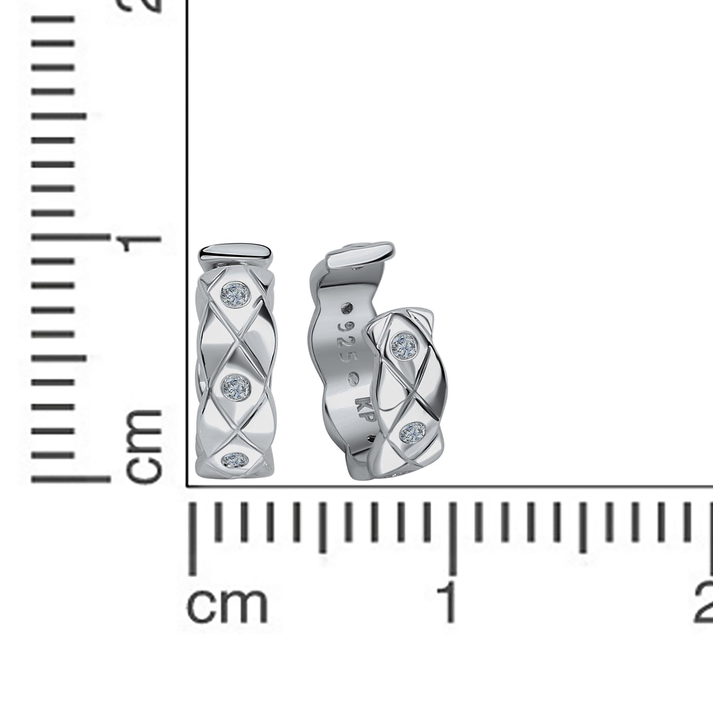 Ohrklemme 925/- Sterling Silber rhodiniert 1,0cm Zirkonia