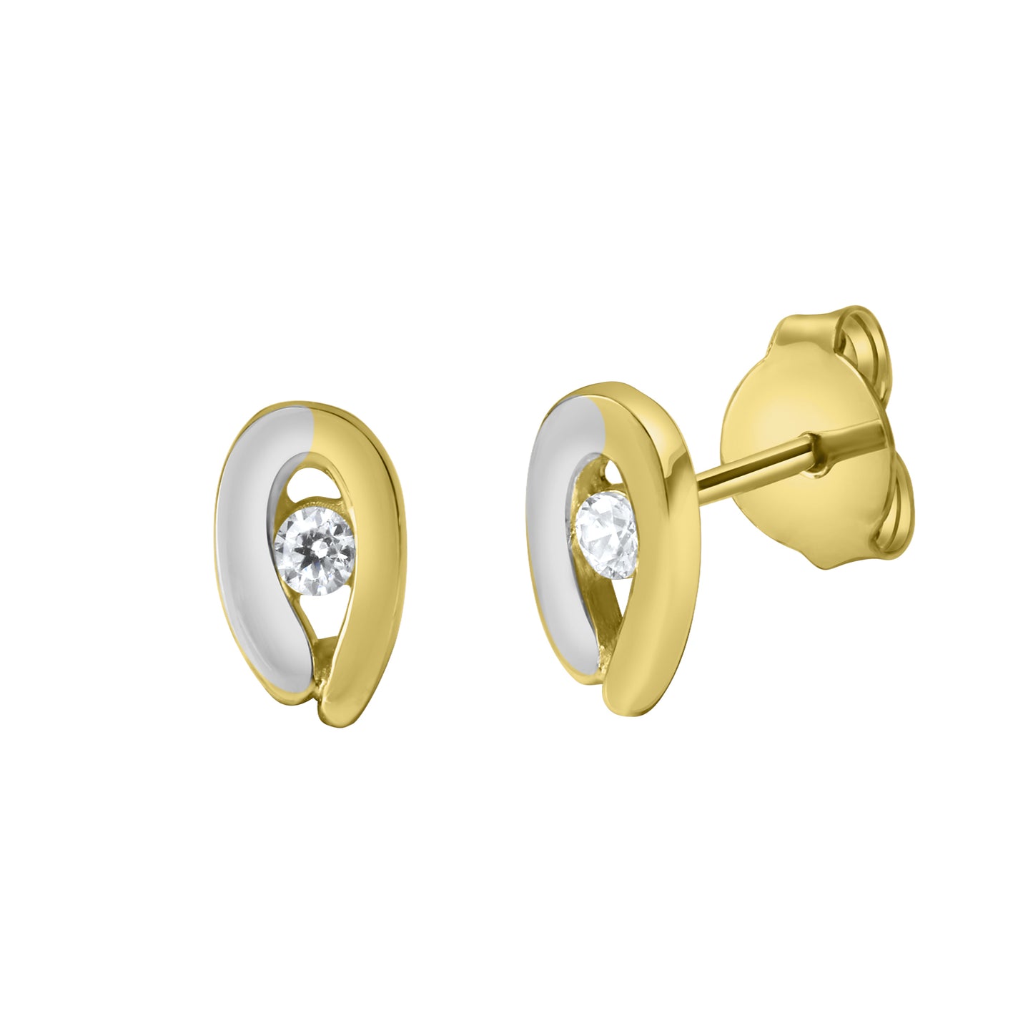 Ohrstecker 375/- Gold rhodiniert (teil) 0,7cm Zirkonia