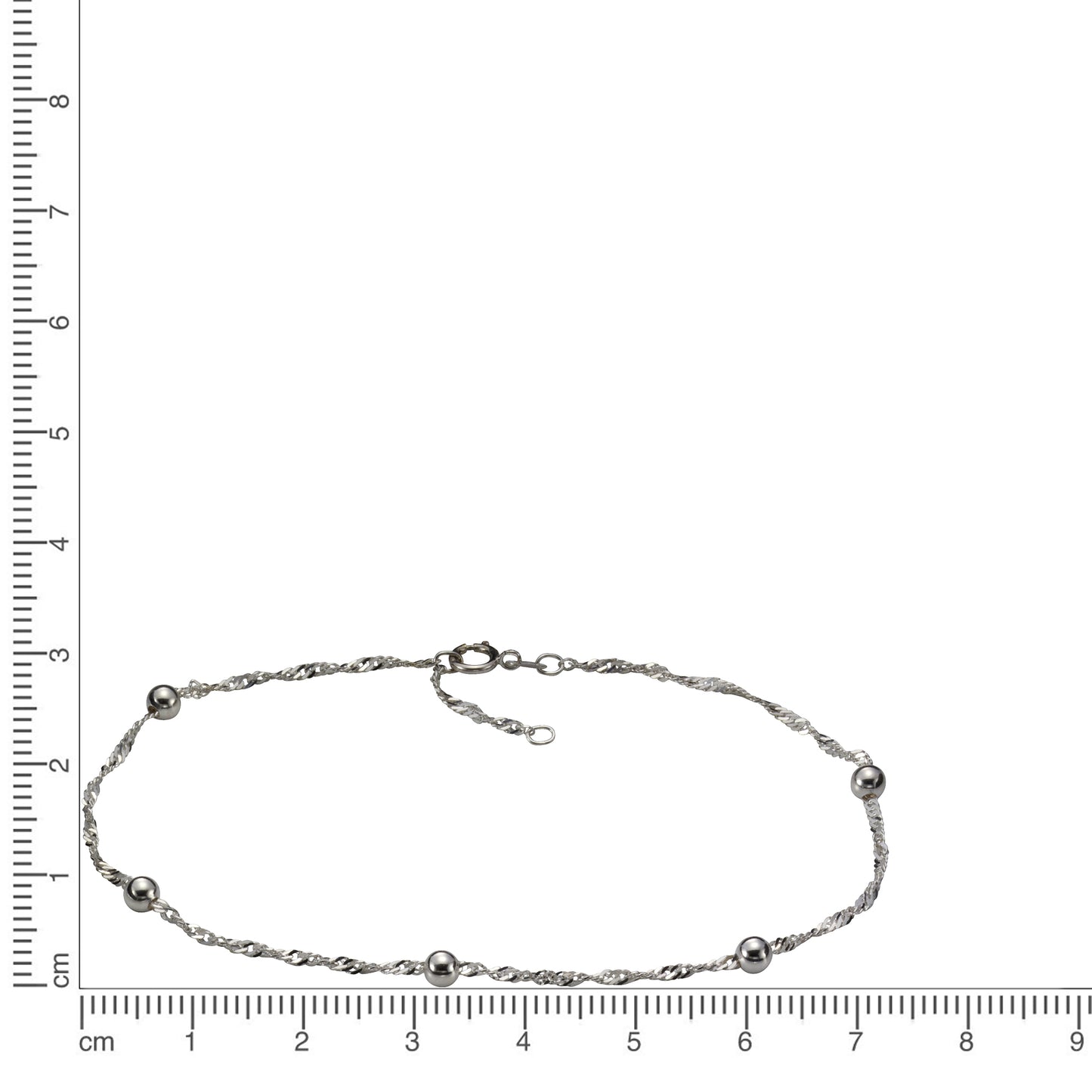 Fusskette 925/- Sterling Silber rhodiniert 24cm
