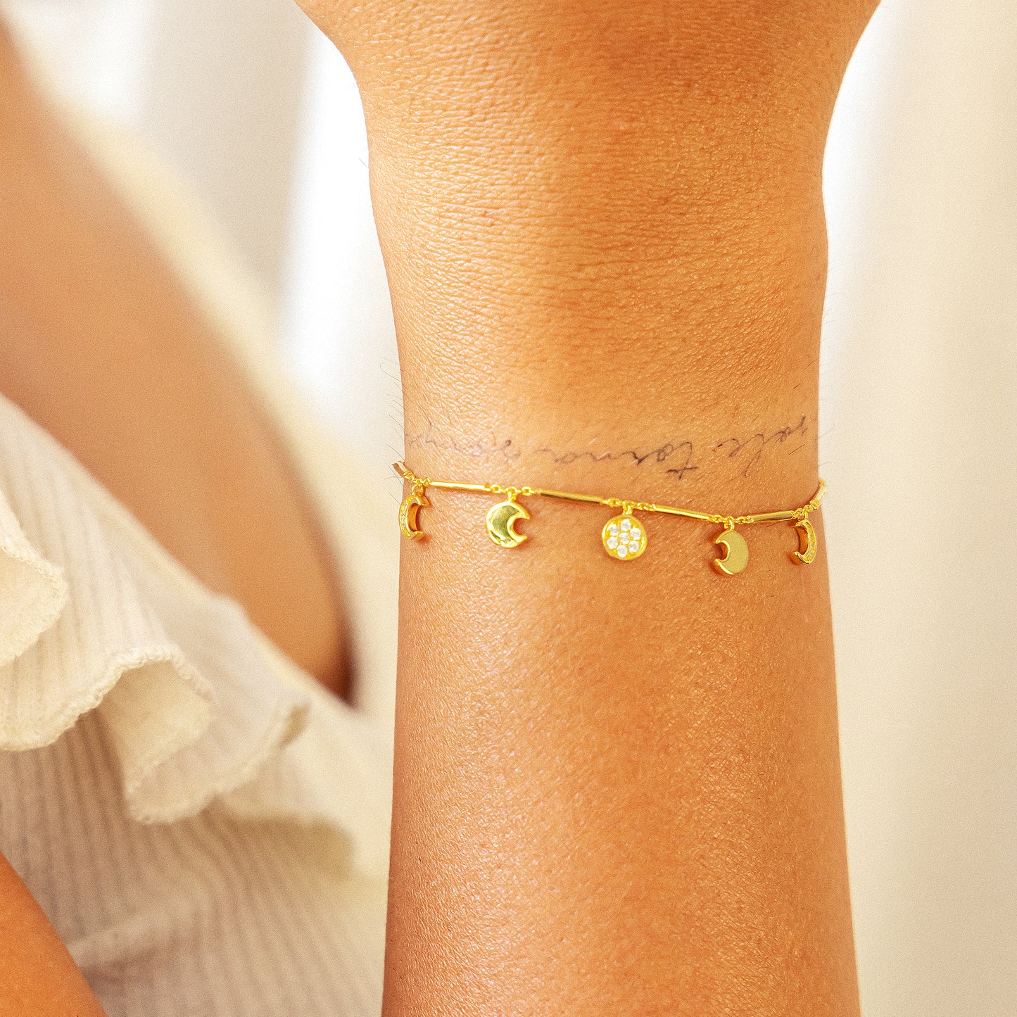 cai Armband Ankerkette 925/- Sterling Silber vergoldet 19,0cm Zirkonia