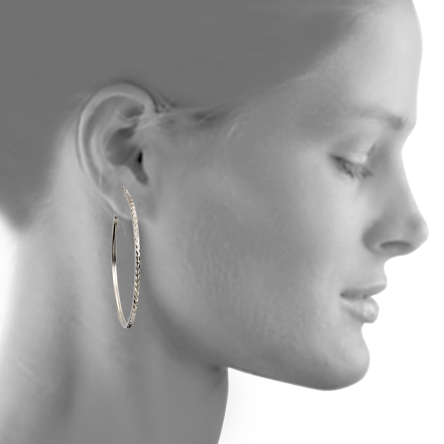 Creolen 925/- Sterling Silber rhodiniert 6,0cm ohne